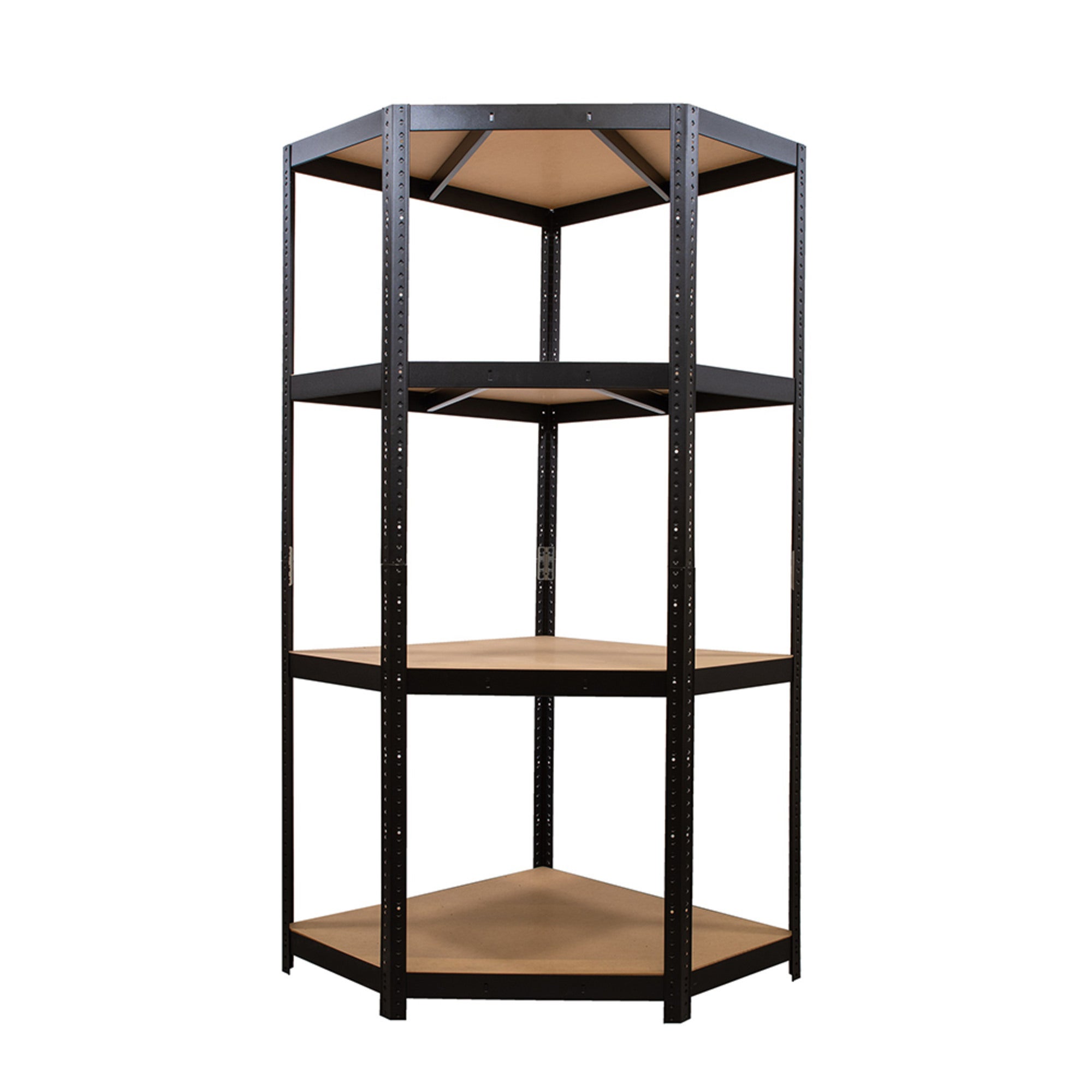 Regał narożny Nero wym. 179x80x80x40 cm, 4 półki, 175 kg 