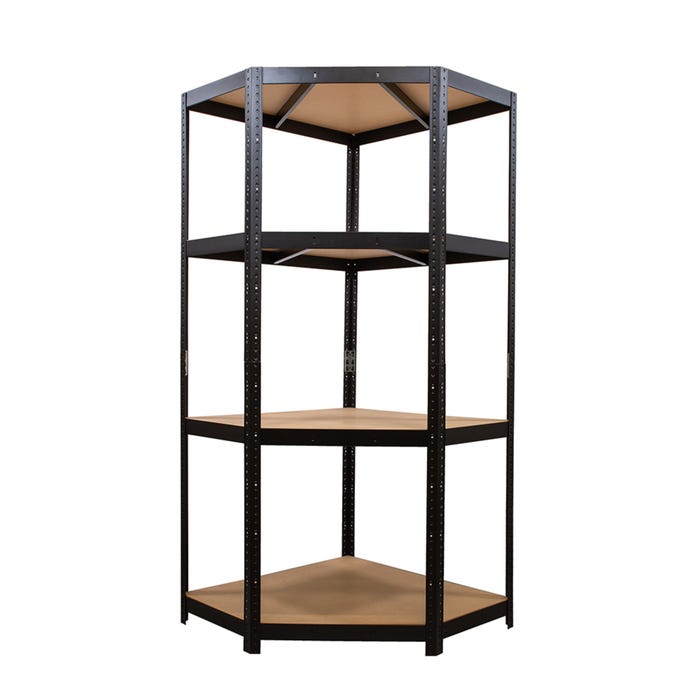 Regał narożny Nero wym. 179x80x80x40 cm, 4 półki, 175 kg