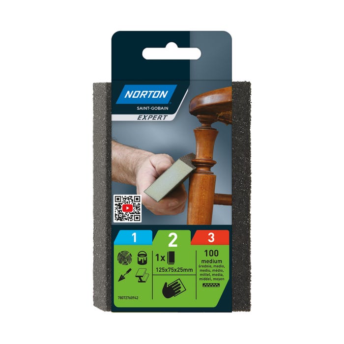 Gąbka ścierna 4-stronna ścięta 125x75x25 mm P100