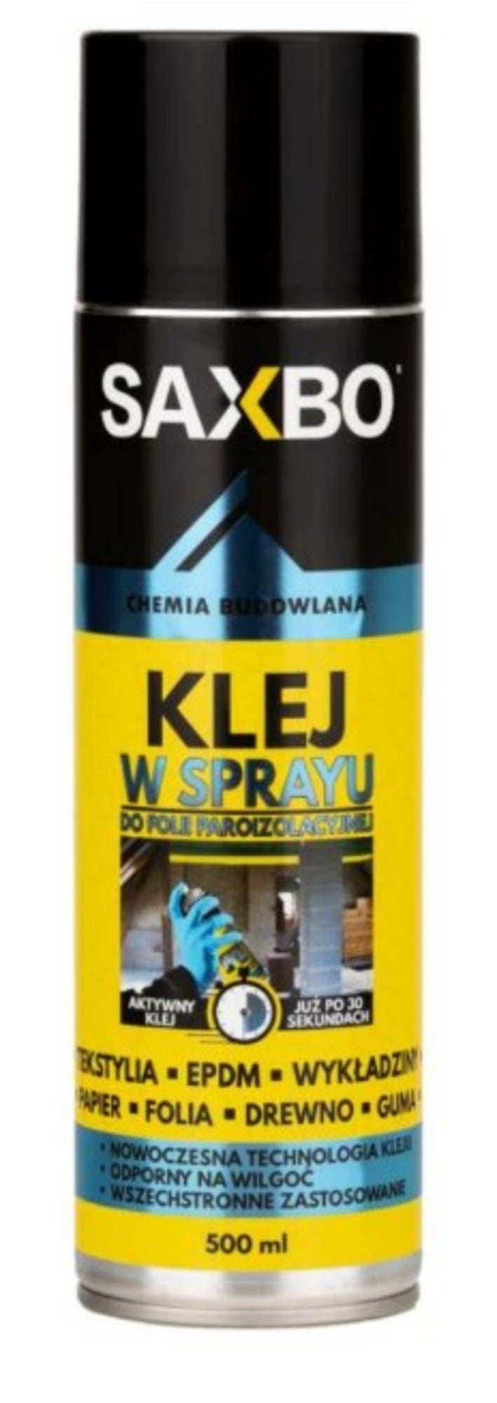 Klej w sprayu do folii paroizolacyjnej i membran 500ml SAXBO
