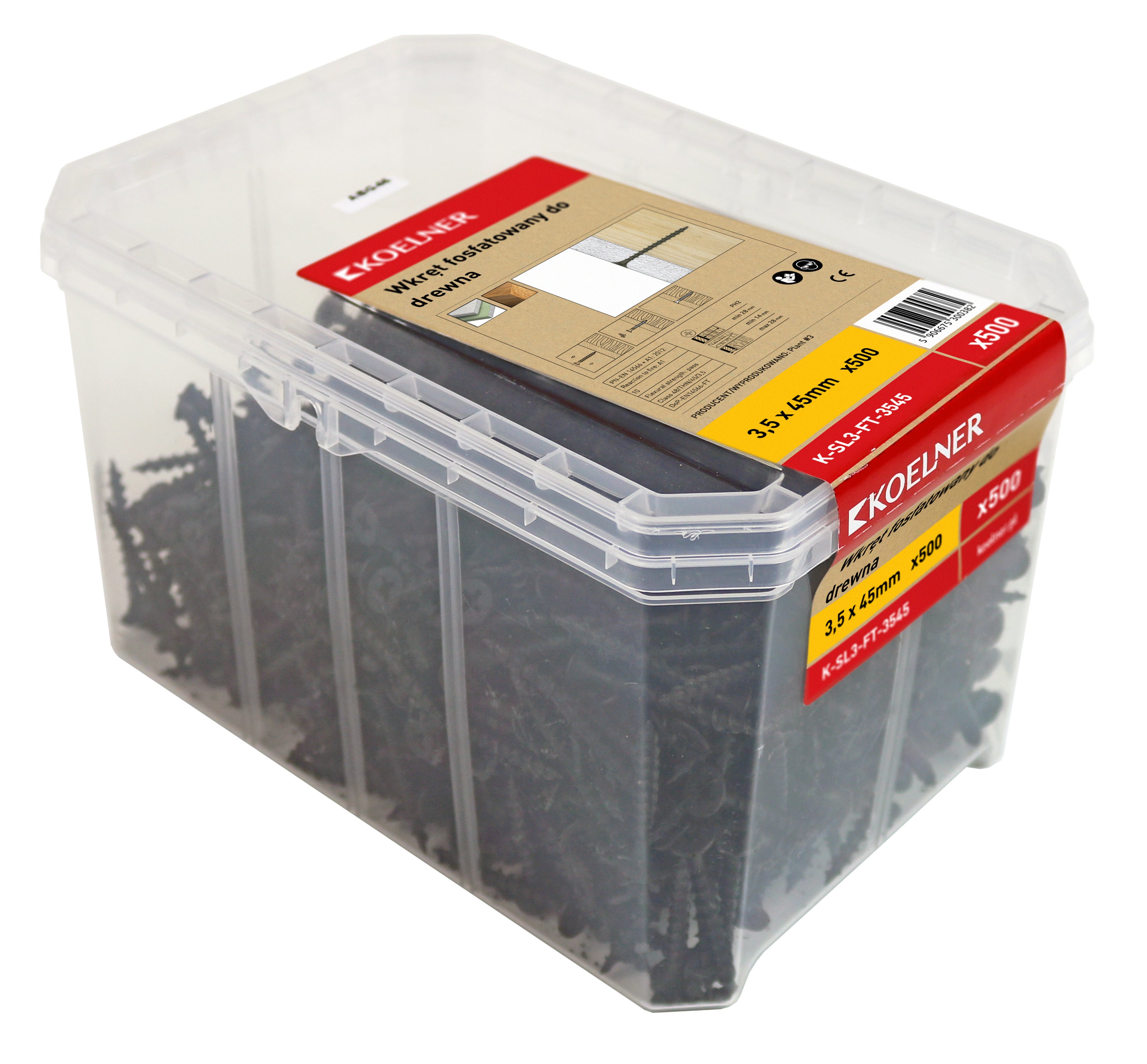 Wkręt fosfatowany do drewna 3.5x45 mm (500 szt.) 1