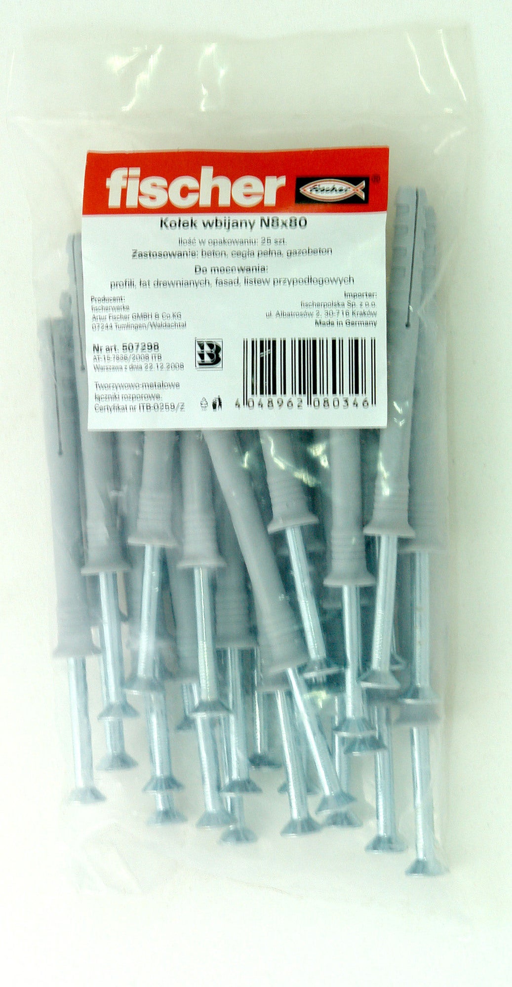 Kołek do wbijania 8.0x80 mm (25 szt.)