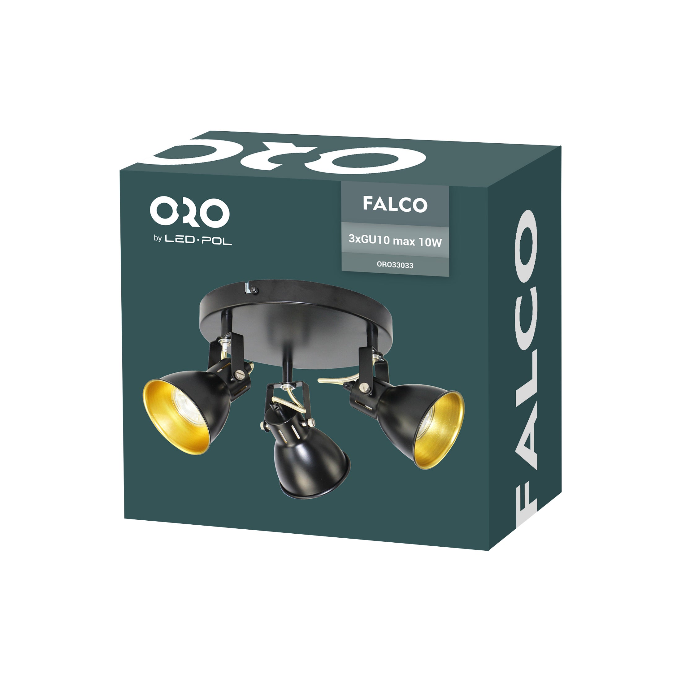 Lampa ścienno-sufitowa FALCO 3xGU10 kolor czarno-złoty, kinkiet, obrotowy 1