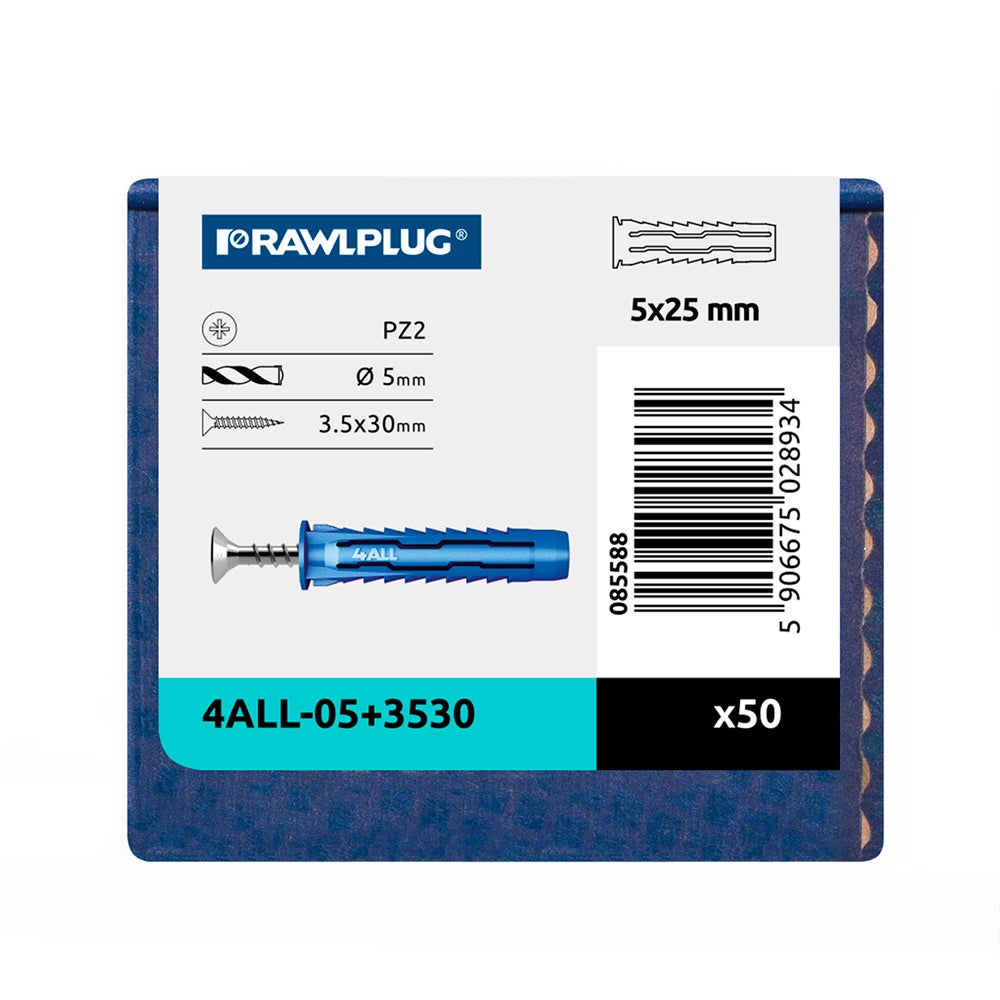 Kołek uniwersalny fi 05 mm z wkrętem 3.5x30 mm (50 szt.) 1