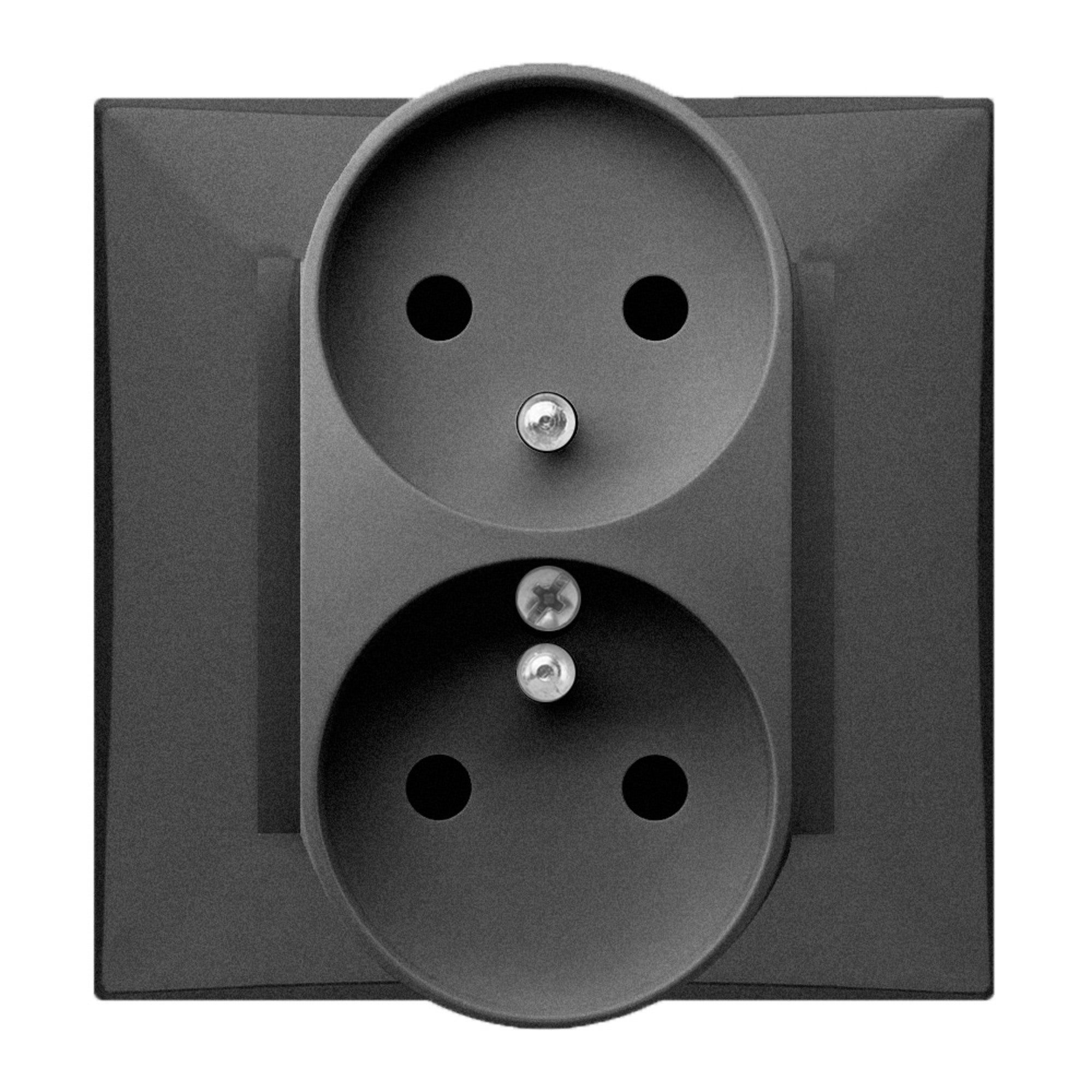 Elektroplast Lorente grafit gniazdo podwójne z uziemieniem z ramką 1