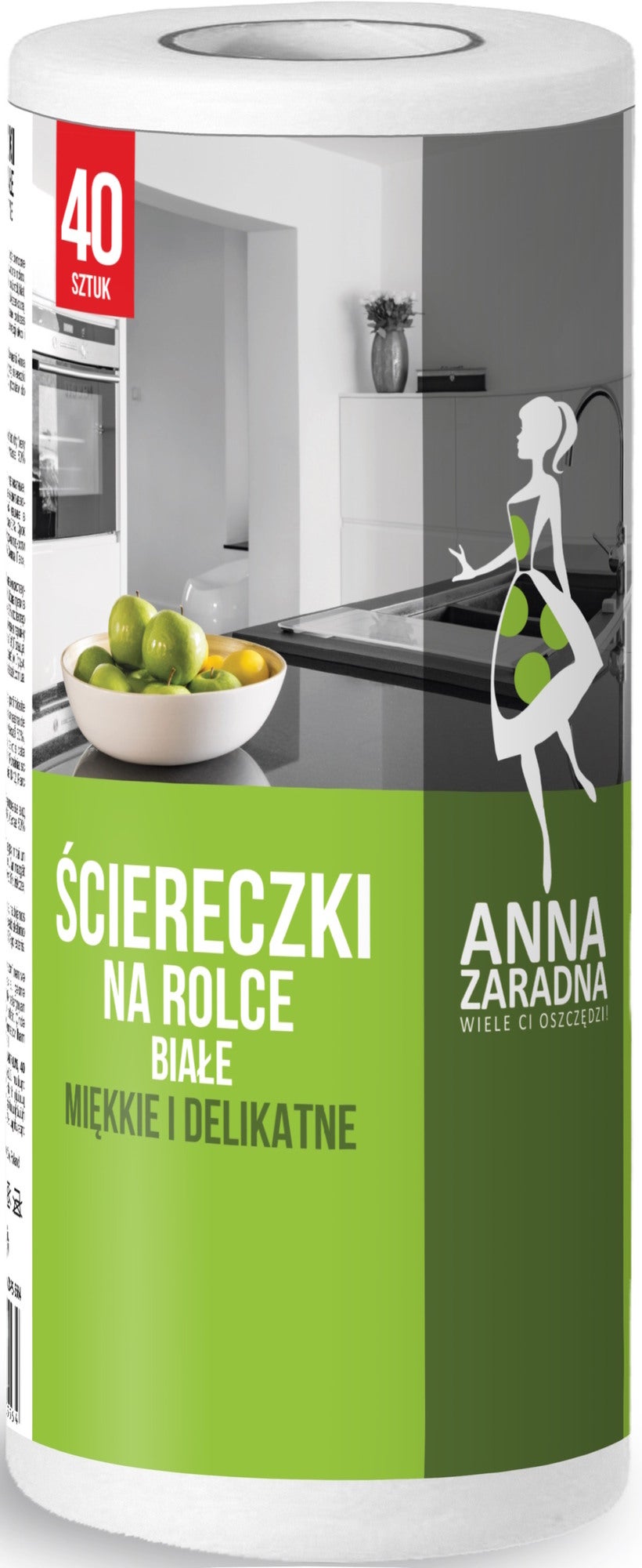 Anna Zaradna Ściereczki na Rolce Białe 40szt