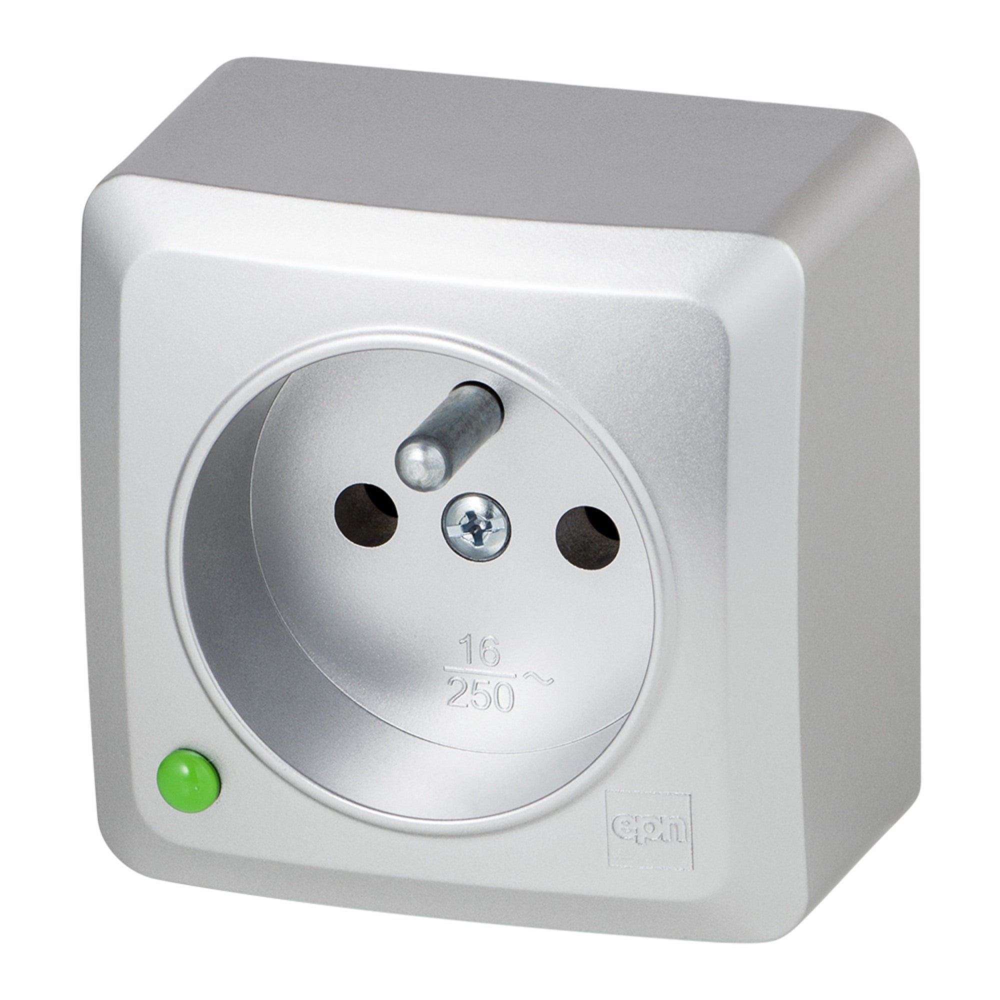 Elektroplast Berg srebrny gniazdo pojedyncze z uziemieniem IP20 0