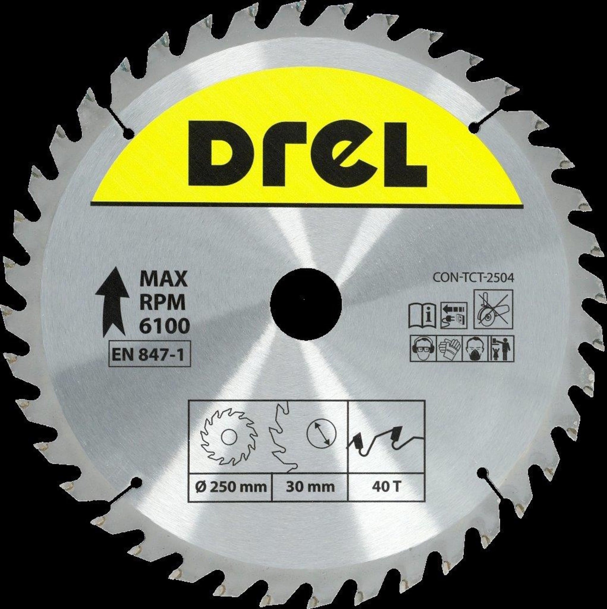 Piła widiowa do drewna 250 mm 40Z, otwór 30/20/16 mm DREL