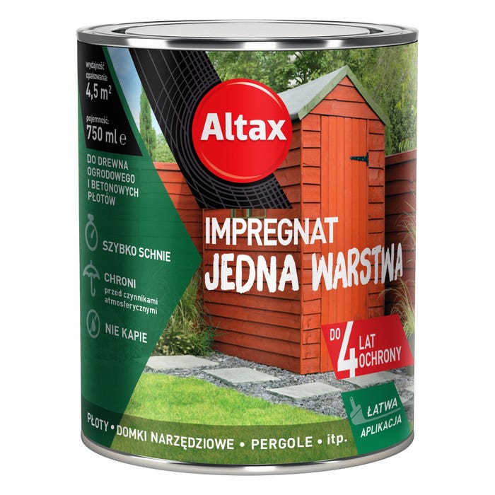 Impregnat do drewna ogrodowego Altax Jedna Warstwa palisander 0,75l