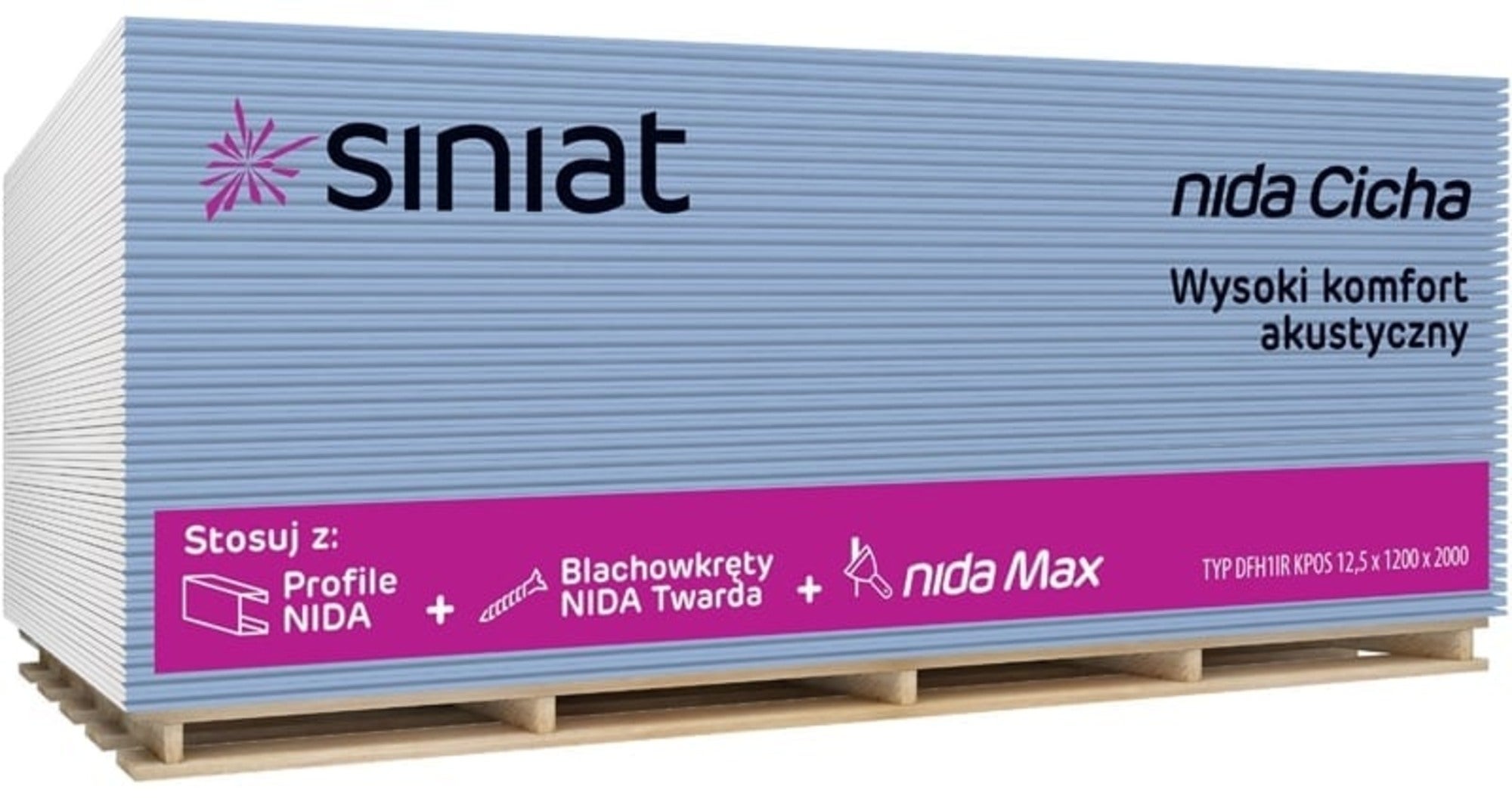 Płyta gipsowo-kartonowa akustyczna Siniat Nida Cicha 1200x2600x12,5 mm typ DFH1IR 0