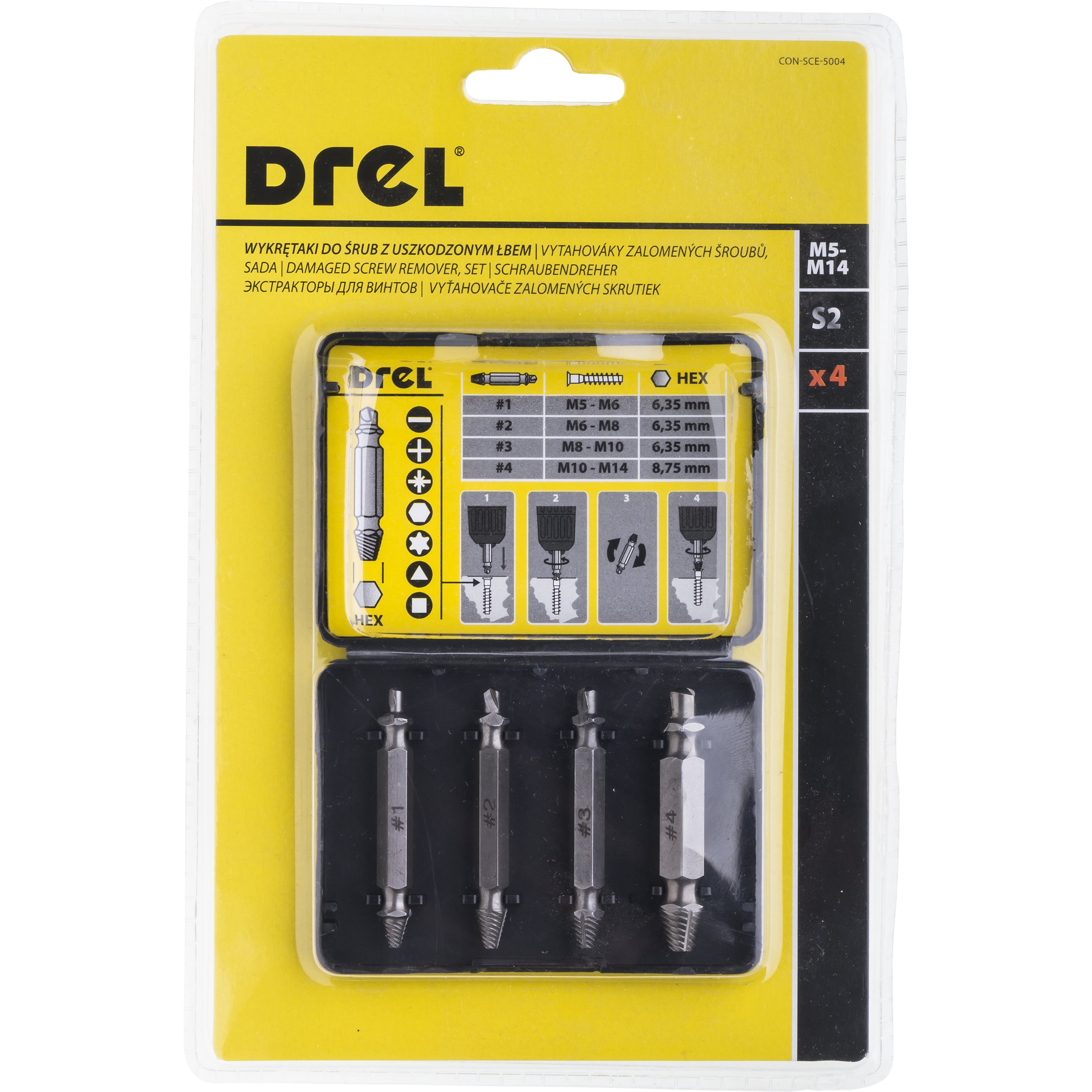 Komplet wykrętaków do zerwanych śrub, 4 szt. 1