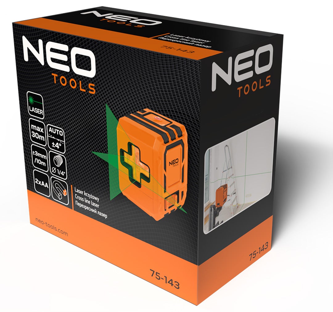 Laser krzyżowy IP54 NEO 75-143 plus akcesoria 5