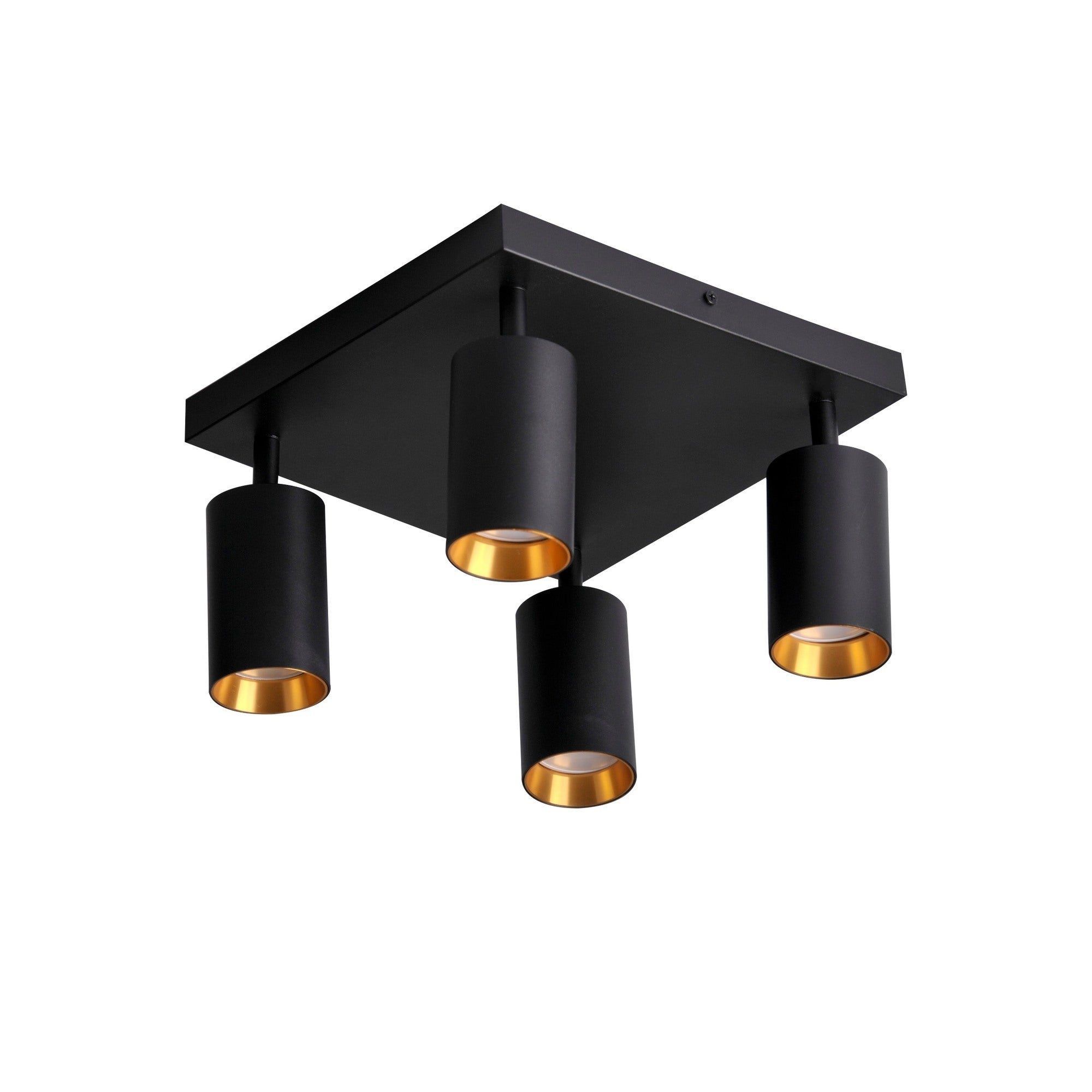 Lampa ścienno-sufitowa GU10 MARIBEL 4xGU10 10W kolor czarny + czarne/złote pierścienie