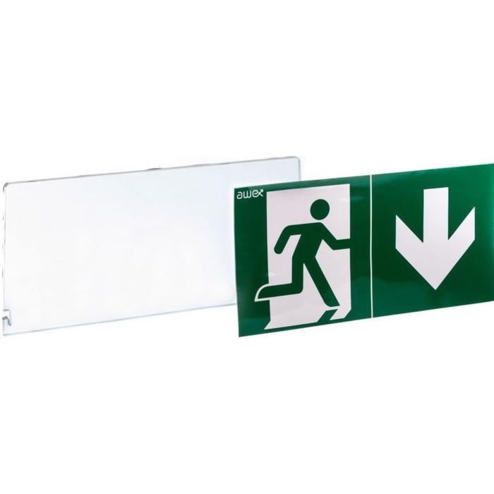 Plexa do oprawy awaryjnej z kompletem naklejek