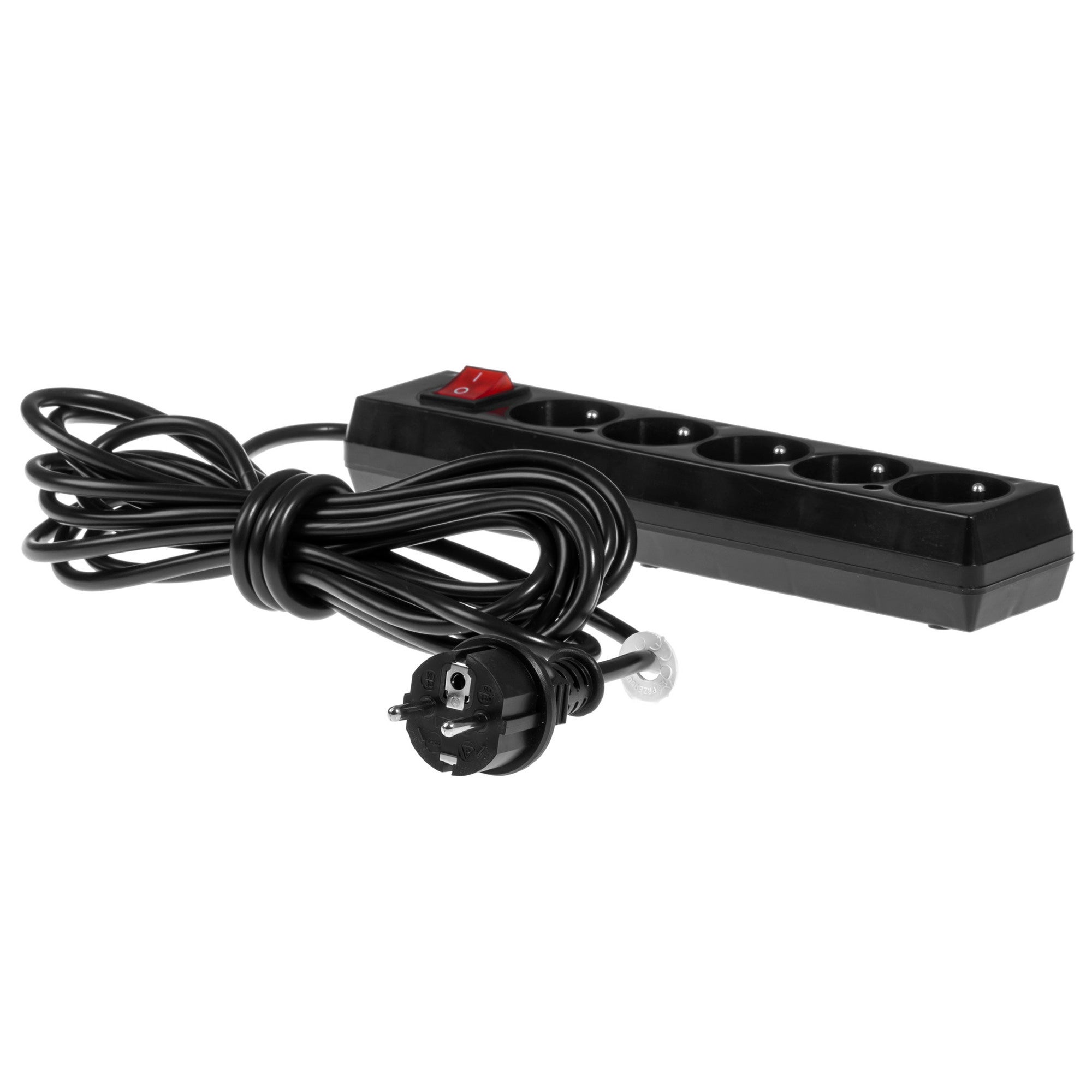 Przedłużacz 5m 5 gniazd z uziemieniem z wyłącznikiem czarny 1