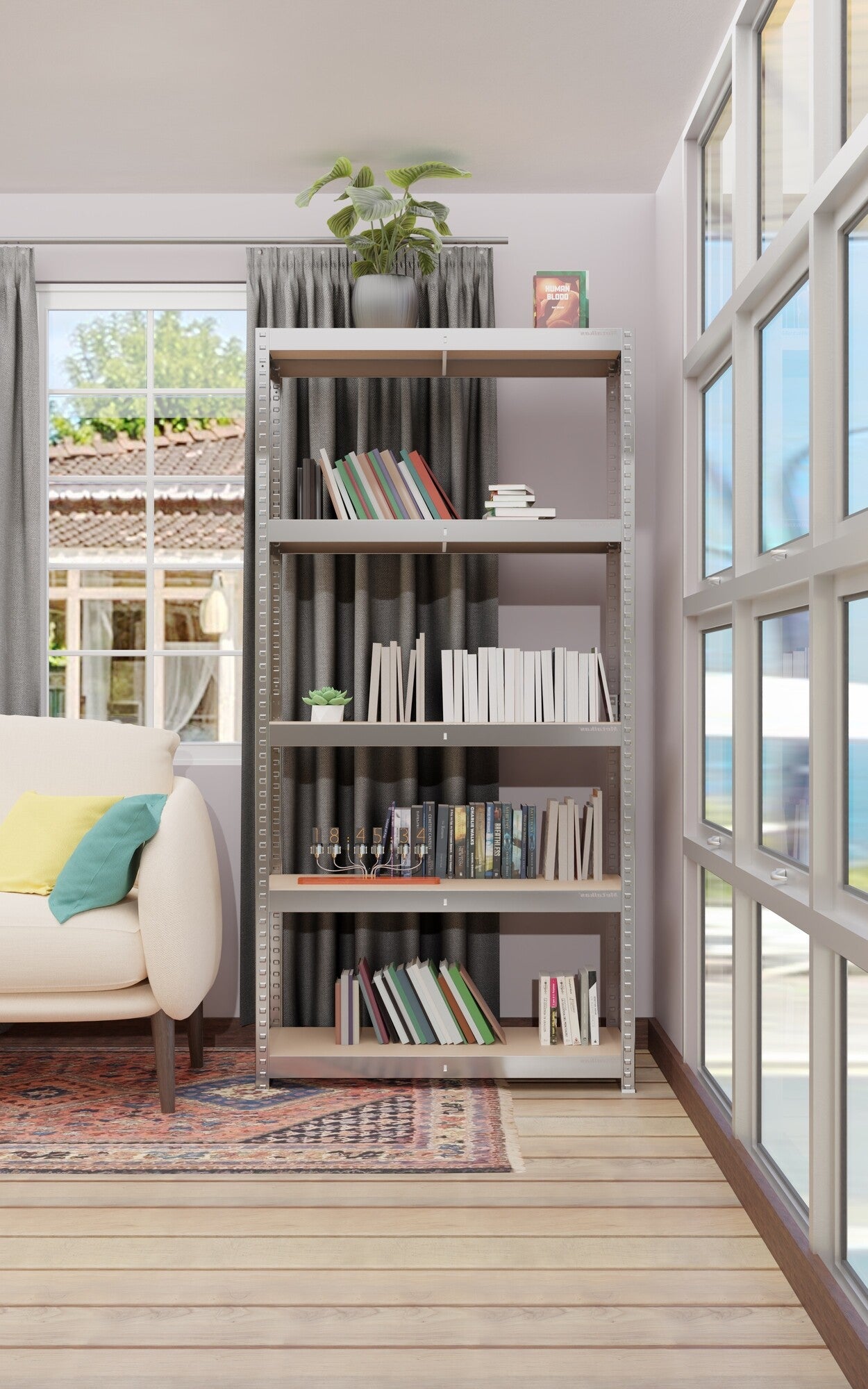 Regał magazynowy Galva wym. 180x90x40 cm, 5 półek, 100 kg 1