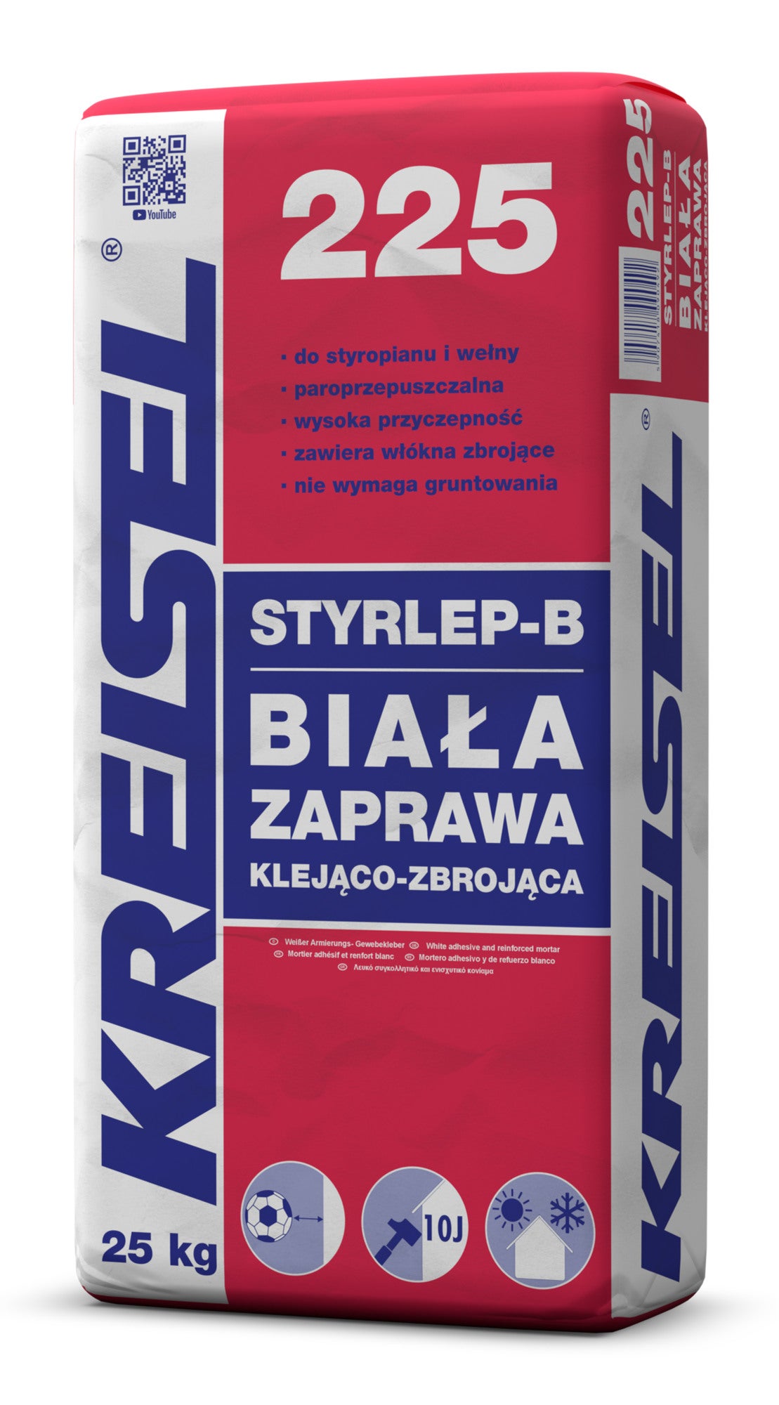Zaprawa klejąco-zbrojąca do styropianu i wełny mineralnej Kreisel Styrlep-B 225 25 kg biała