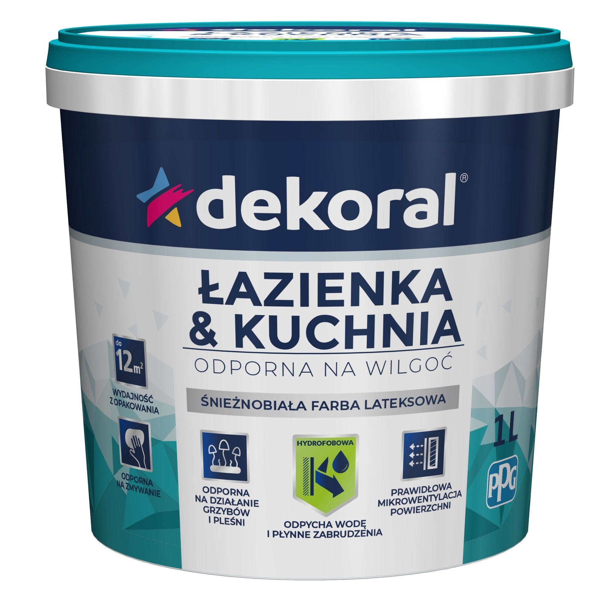 Farba Dekoral Łazienka & Kuchnia biała 1l 1