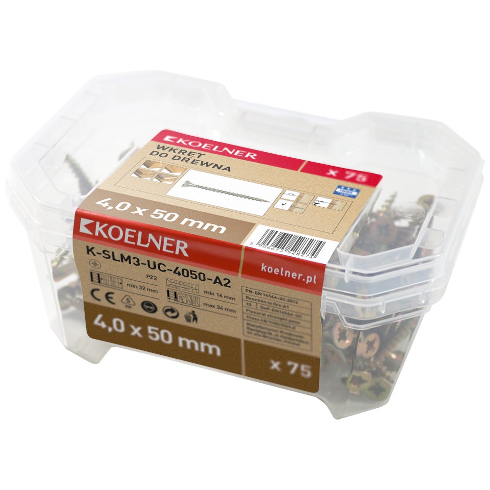 Wkręt utwardzany do drewna A2 4.0x50 mm (75 szt.) 1