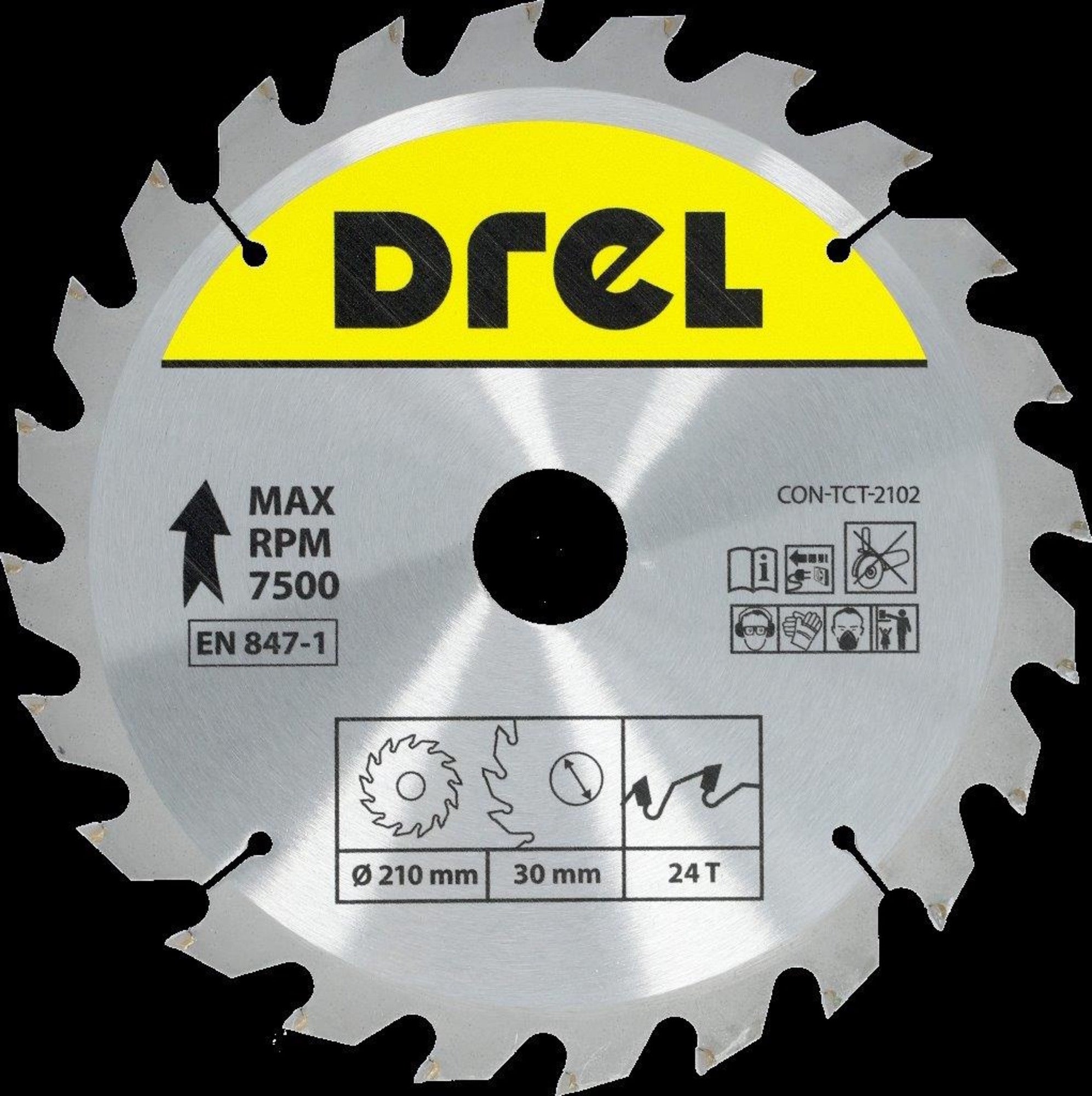 Piła widiowa do drewna 210 mm 24Z, otwór 30/20/16 mm DREL