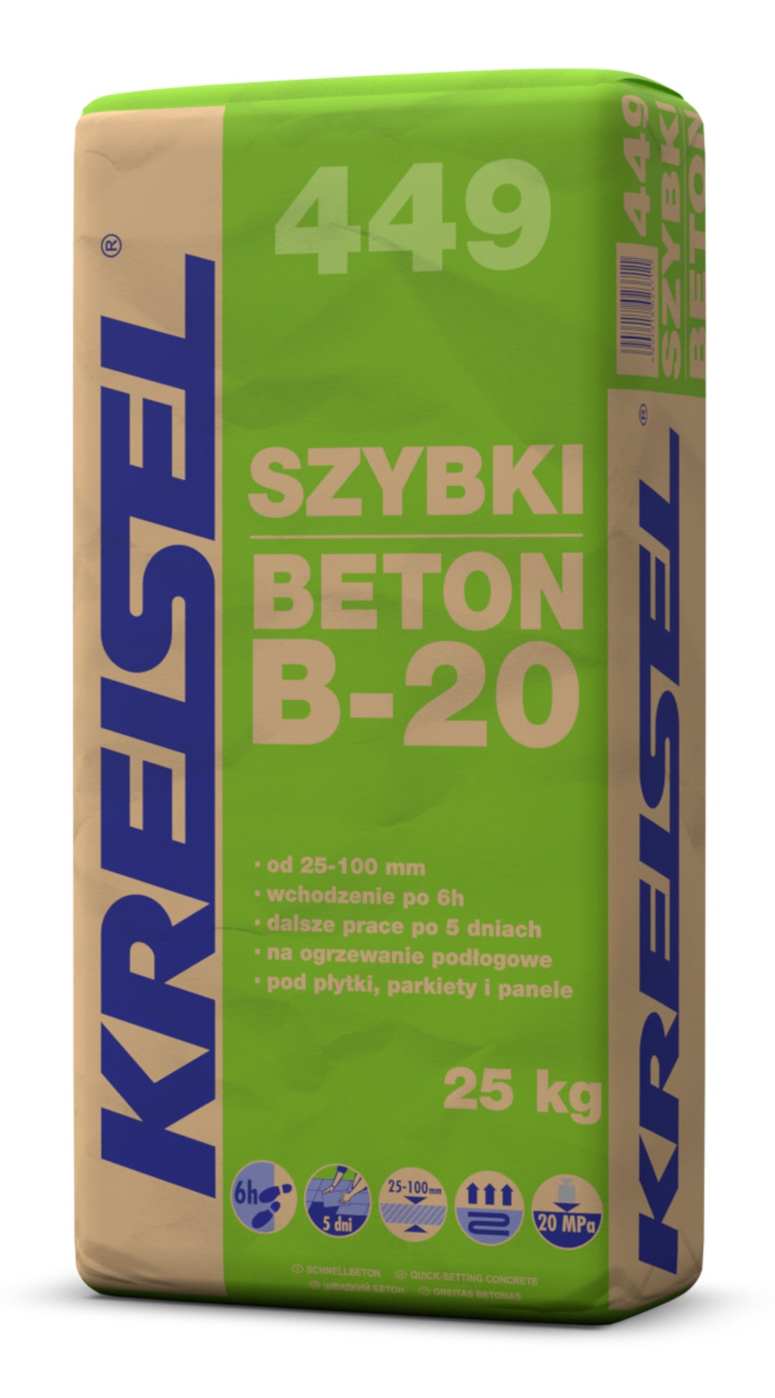 Zaprawa betonowa Szybki Beton B-20 Kreisel 449 25 kg, podkład podłogowy, 25-100 mm