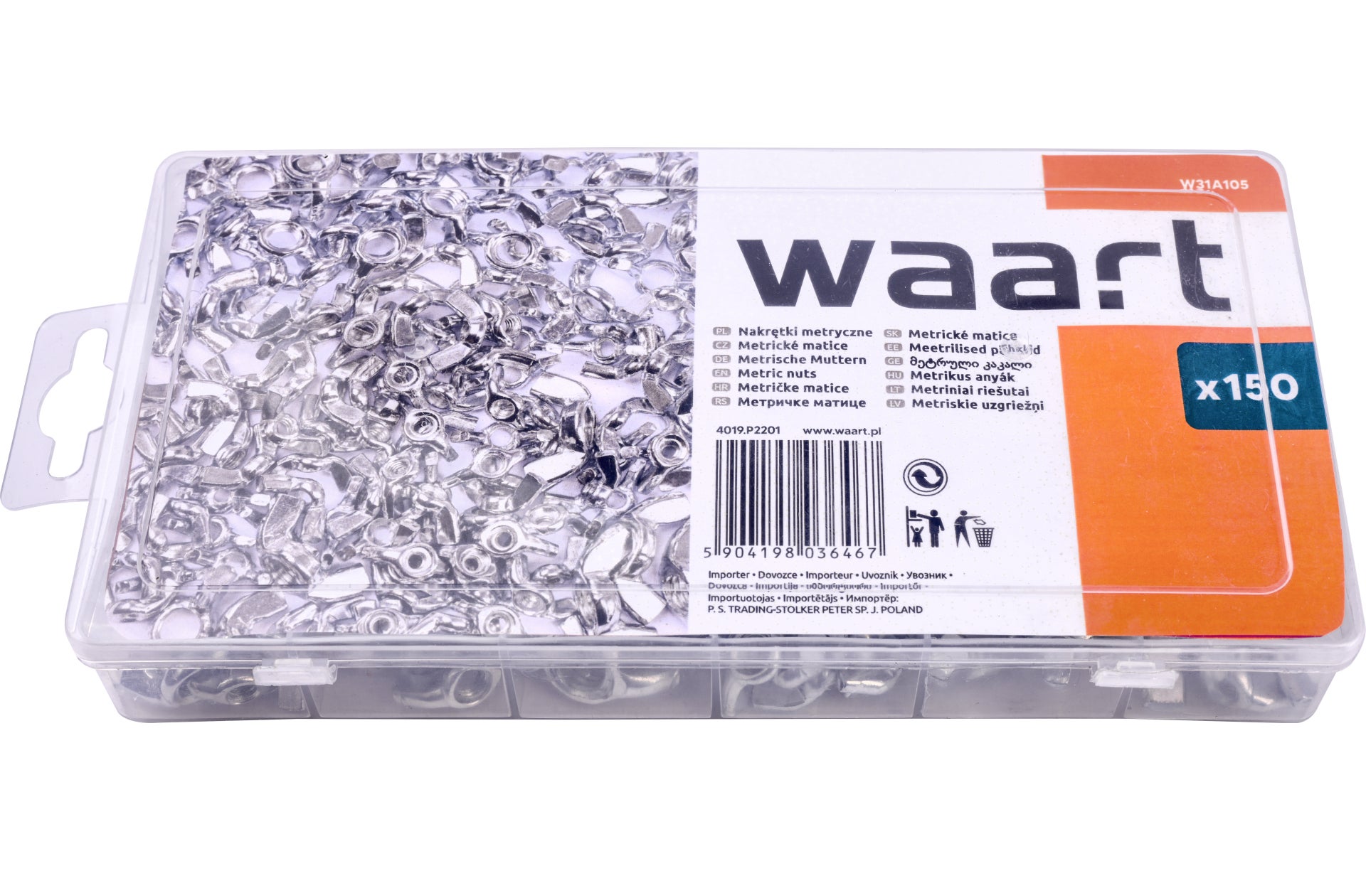 Zestaw nakrętek metrycznych motylkowych (150 szt.) 1