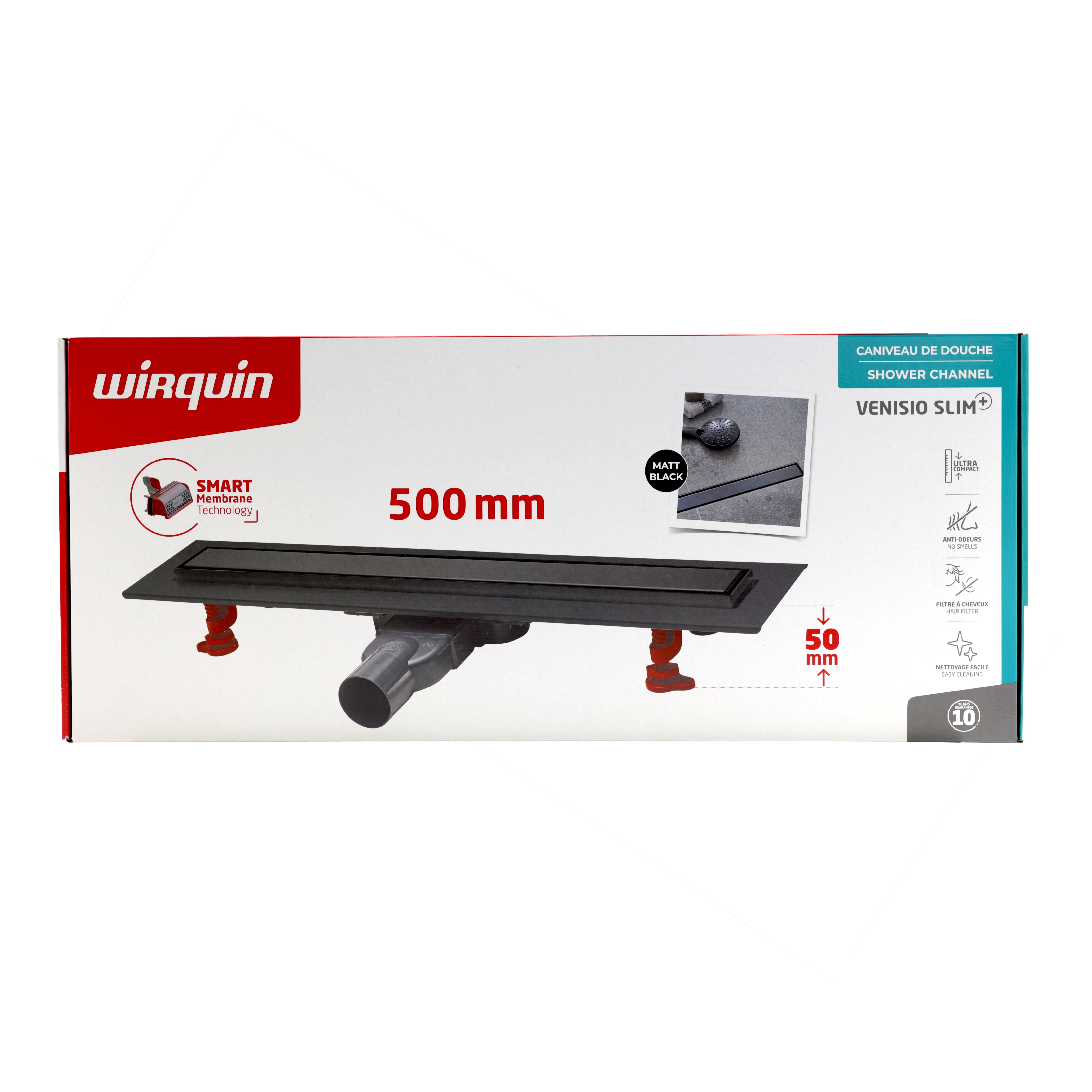 Odpływ liniowy Venisio Slim+ 500 mm, czarny mat 9