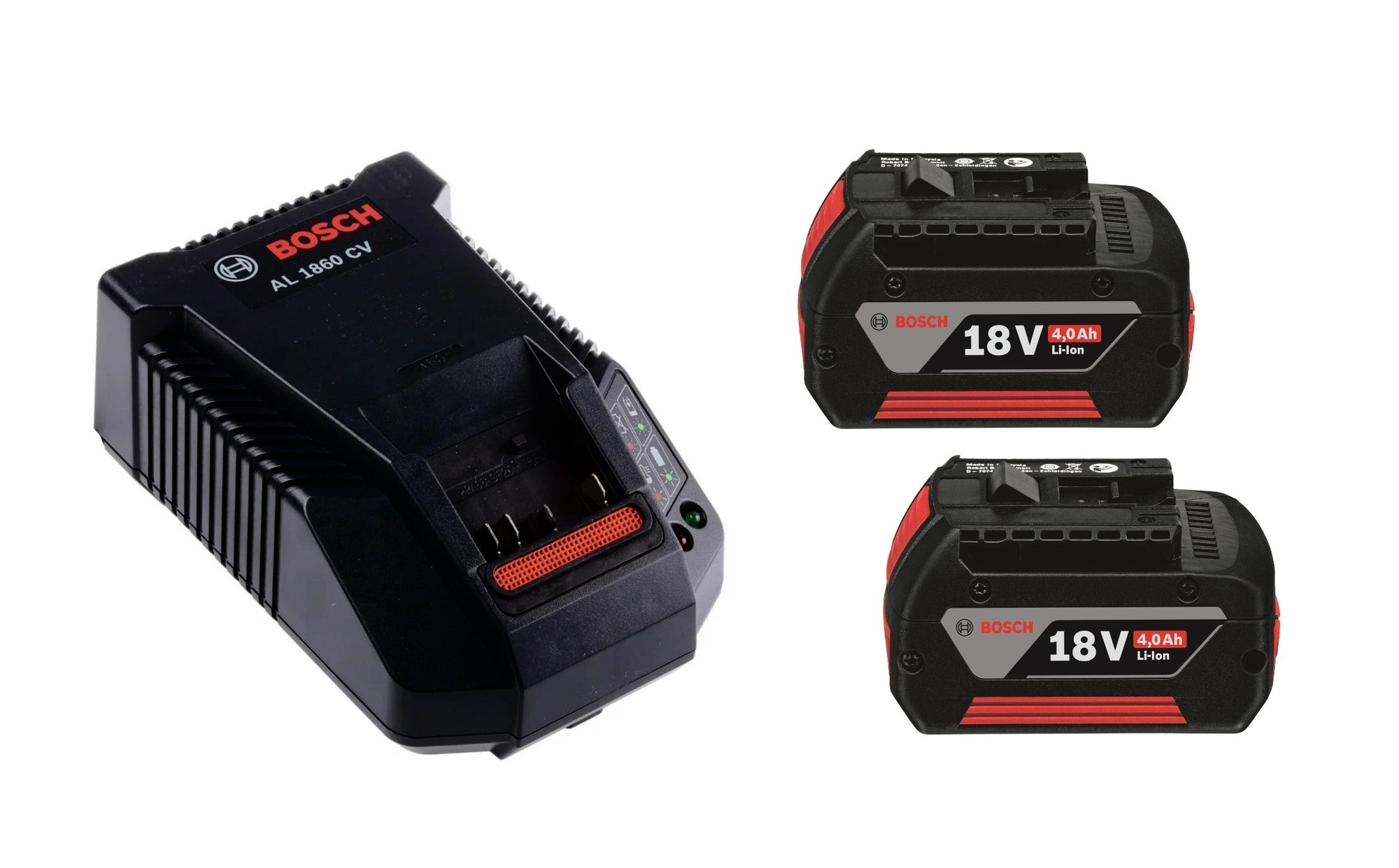 Zestaw akumulatorów 18V: 2 x 4,0Ah + ładowarka GAL 1860 Bosch 0