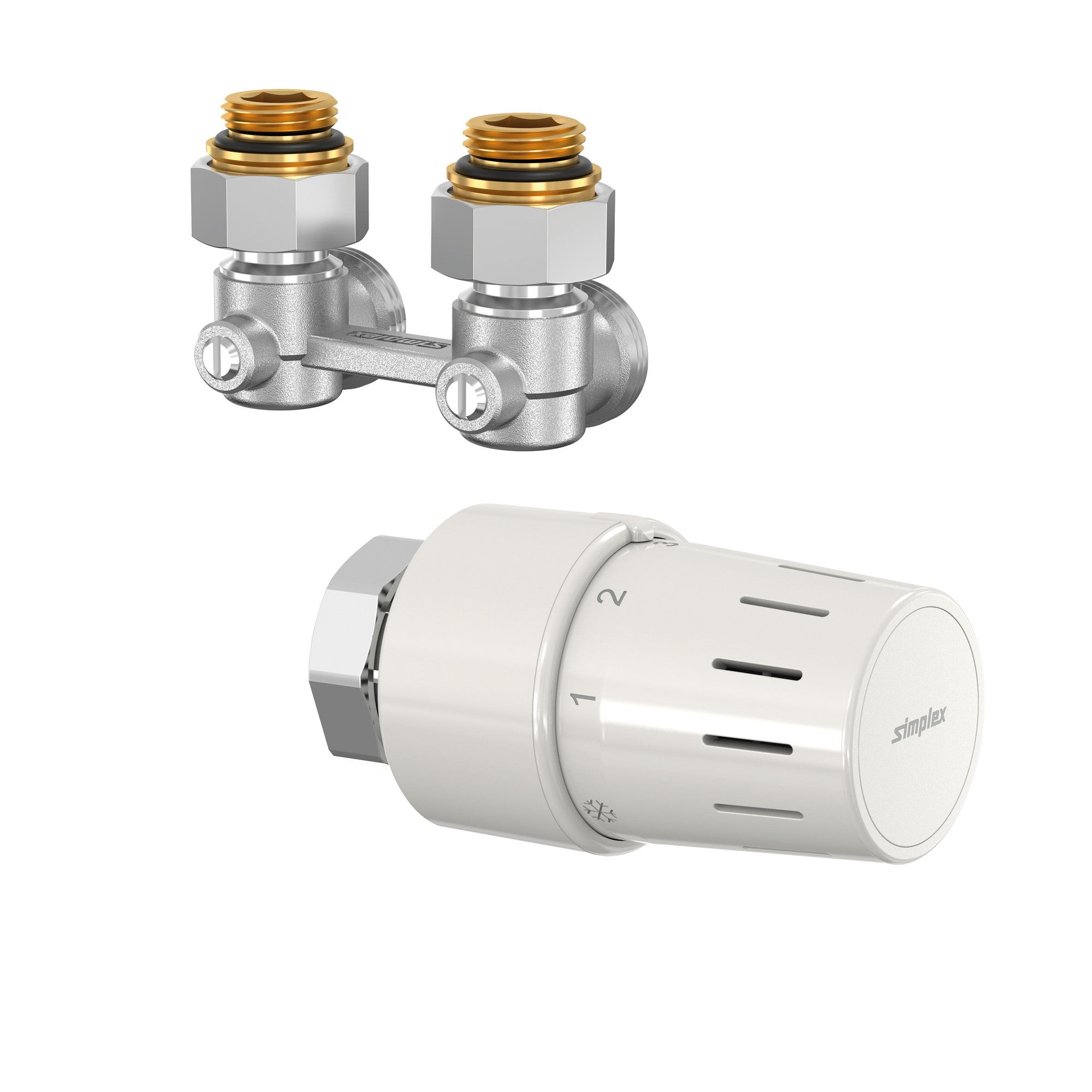 Zestaw termostatyczny kątowy Simplex z głowicy TC-S3, biały