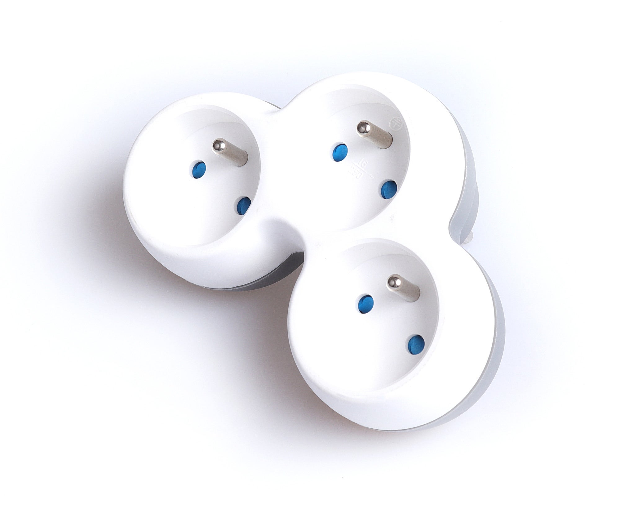 Rozgałęźnik elektryczny 3 gniazda z uziemieniem biało/szary 2