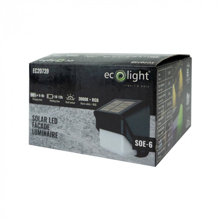 Oprawa solarna elewacyjna SOE-6 15lm 600 mAh IP65 czarna 3