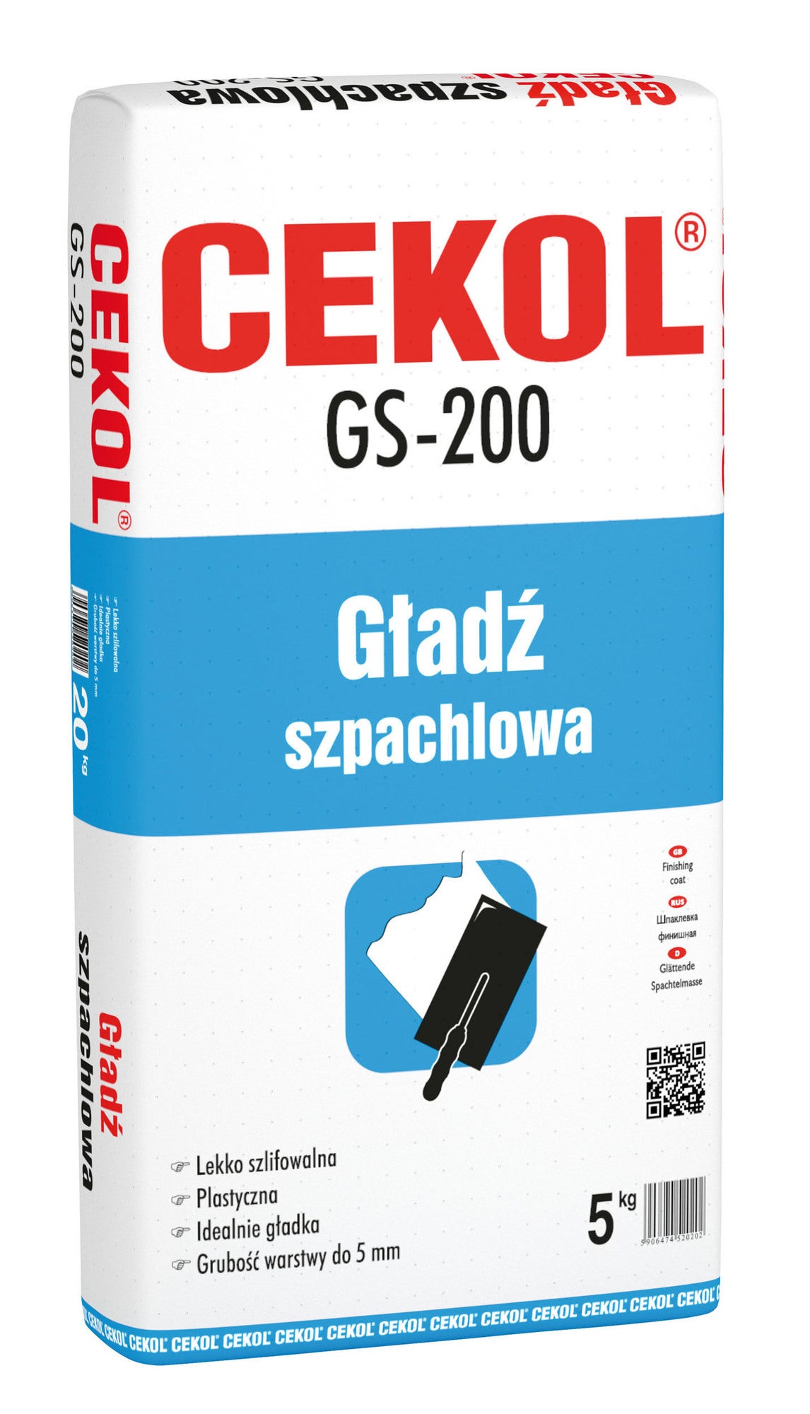 Gładź szpachlowa Cekol GS-200 5 kg 0