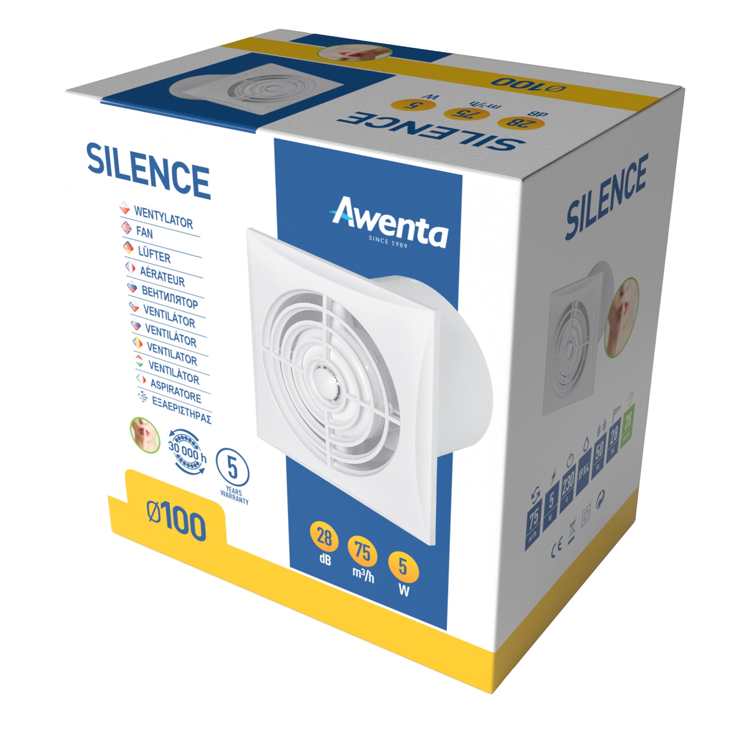 Wentylator łazienkowy FOCUS WFA100H z czujnikiem wilgoci 1