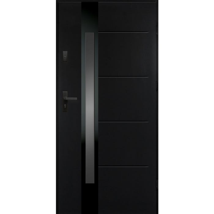 Drzwi stalowe MILAN szklone dark grey 90 lewe