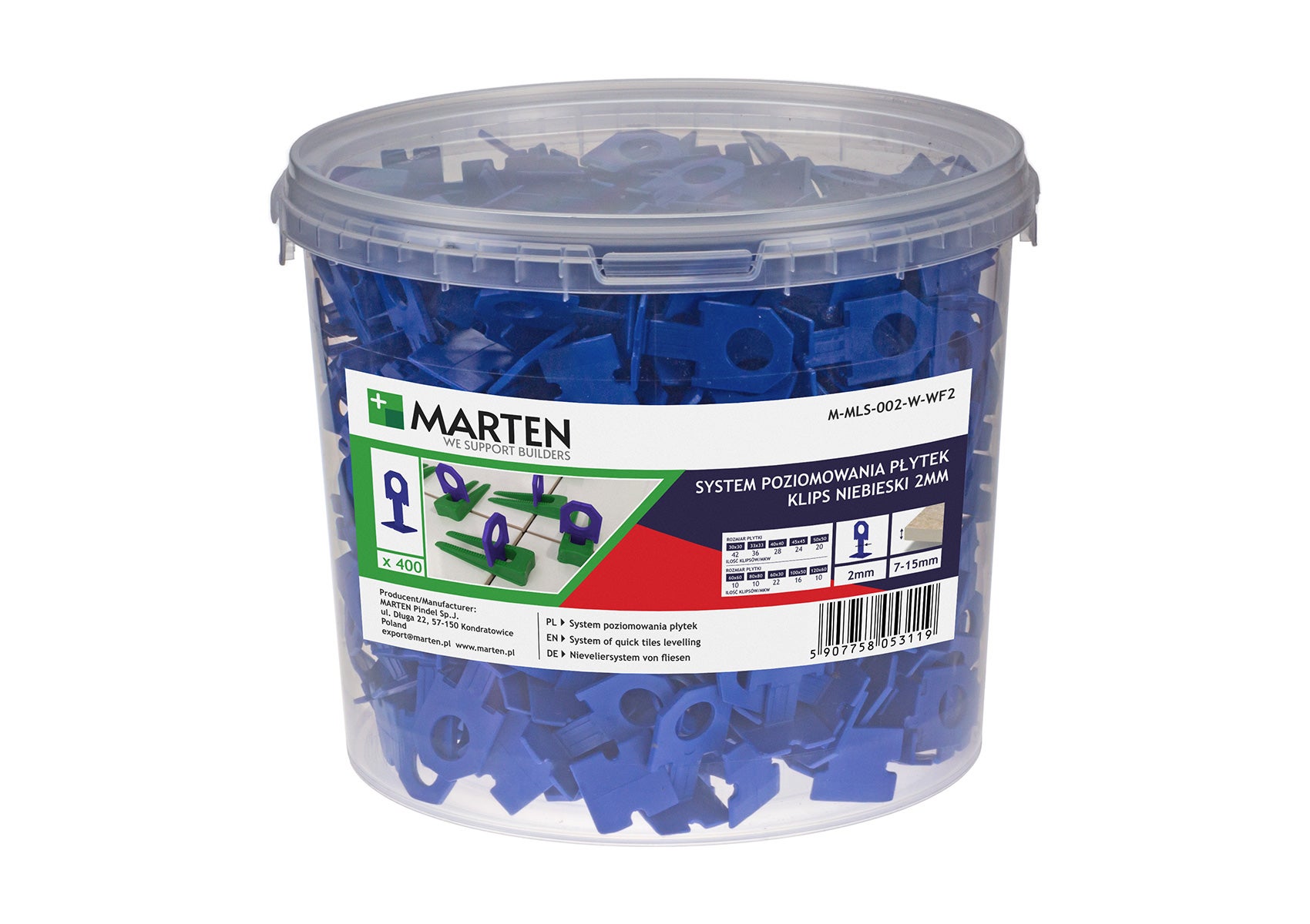 System poziomowania: klipsy niebieskie 2mm x 7-15mm 400 szt. 1