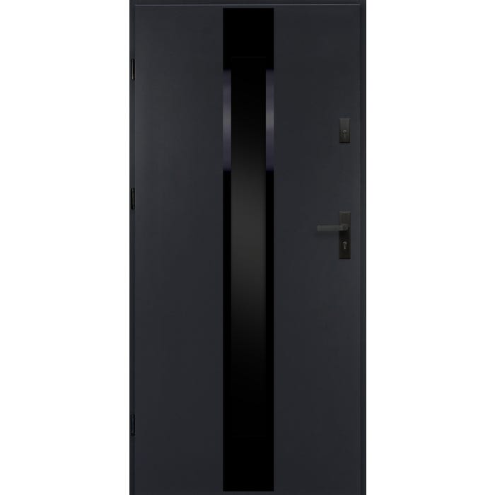 Drzwi stalowe Pass90 VENICE szklone antracyt 90 lewe