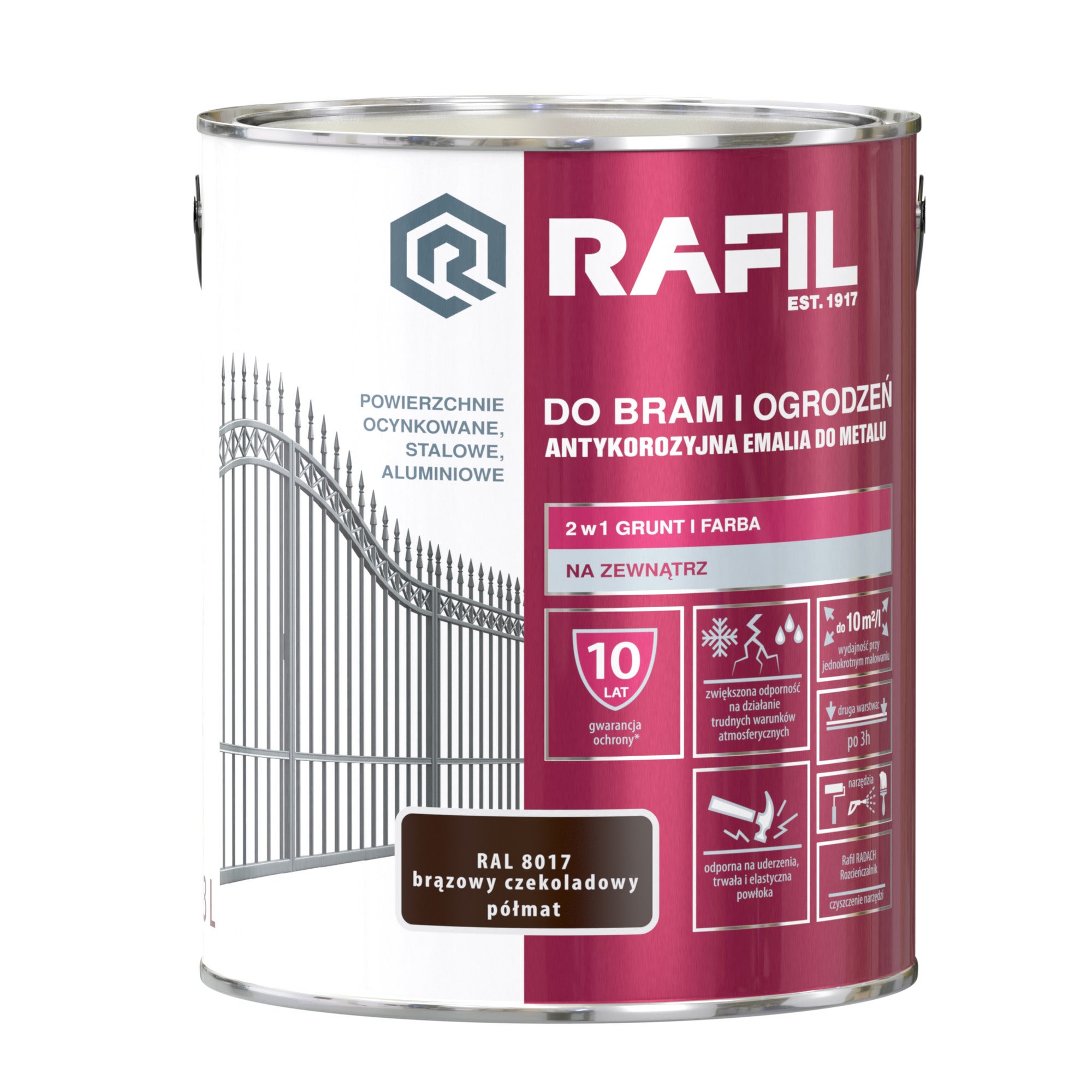 Emalia do bram i ogrodzeń Rafil brązowy czekoladowy 3L 0