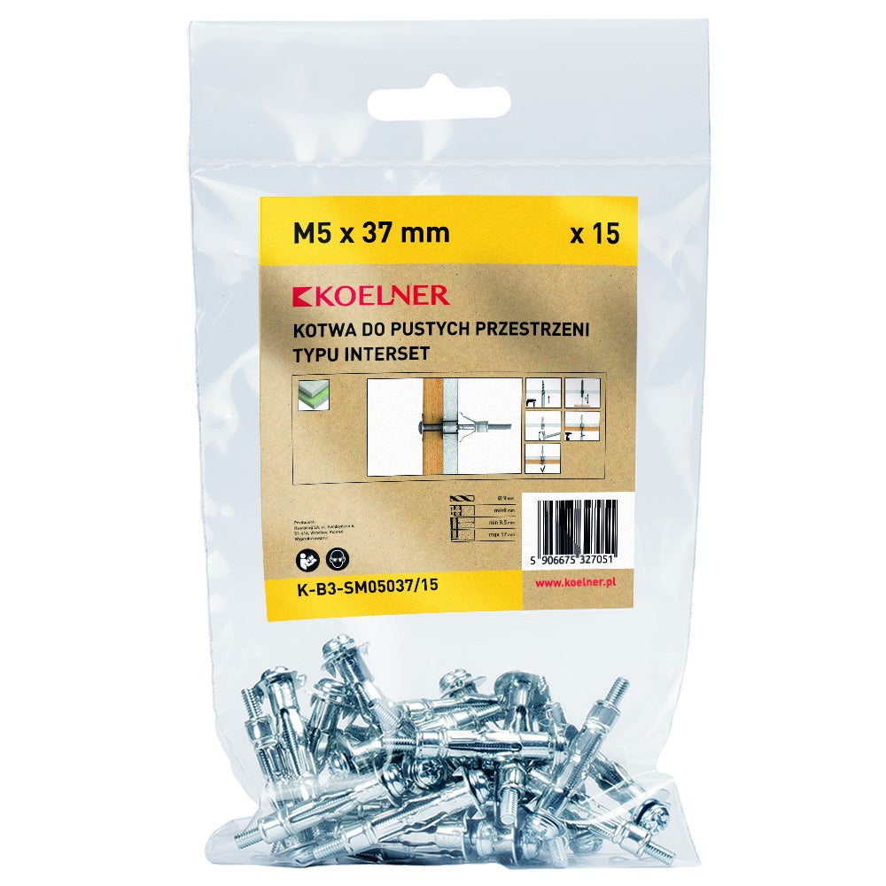 Kotwa do pustych przestrzeni 5.0x37 mm (15 szt.)  1