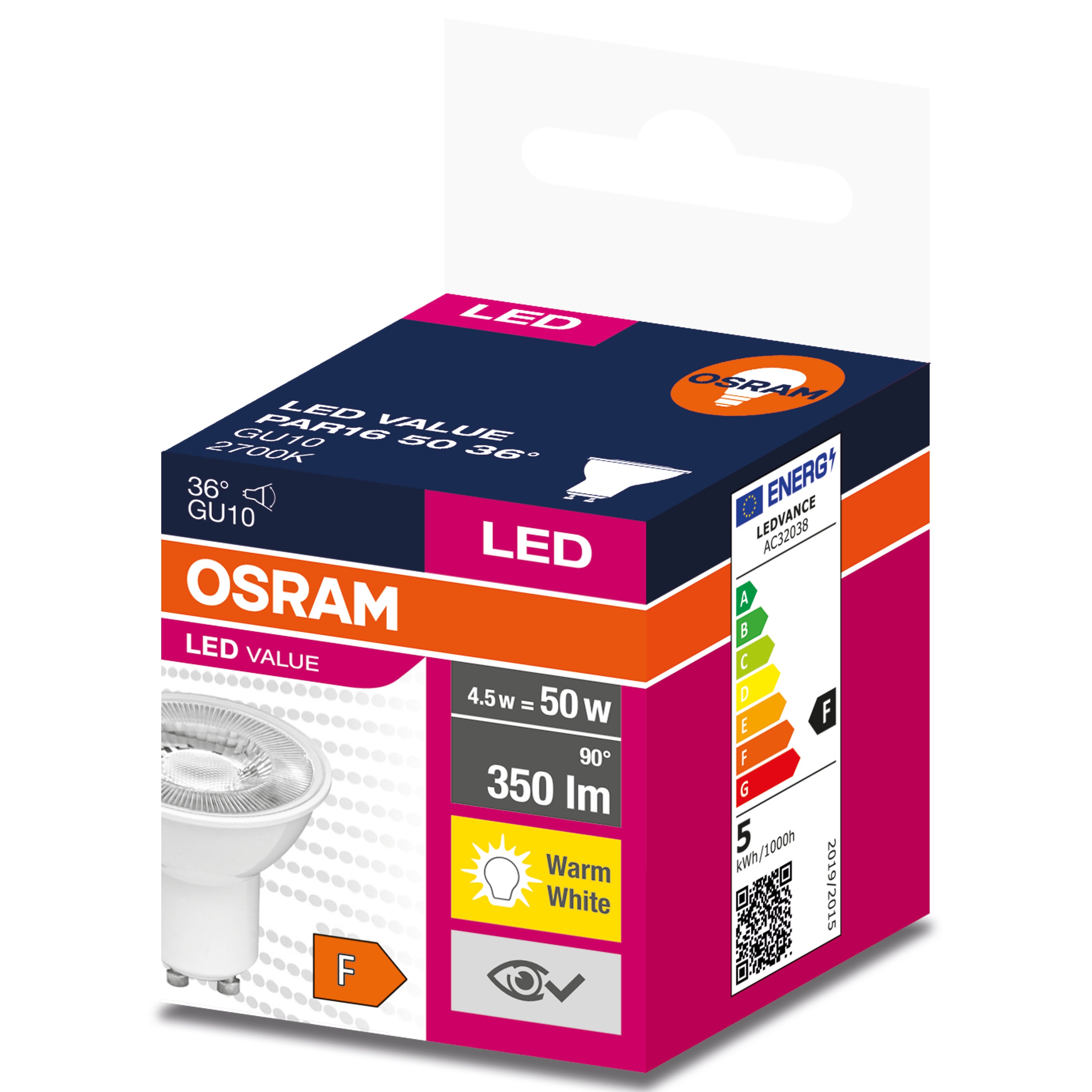 Żarówka LED GU10 4,5W 350lm 2700K 2