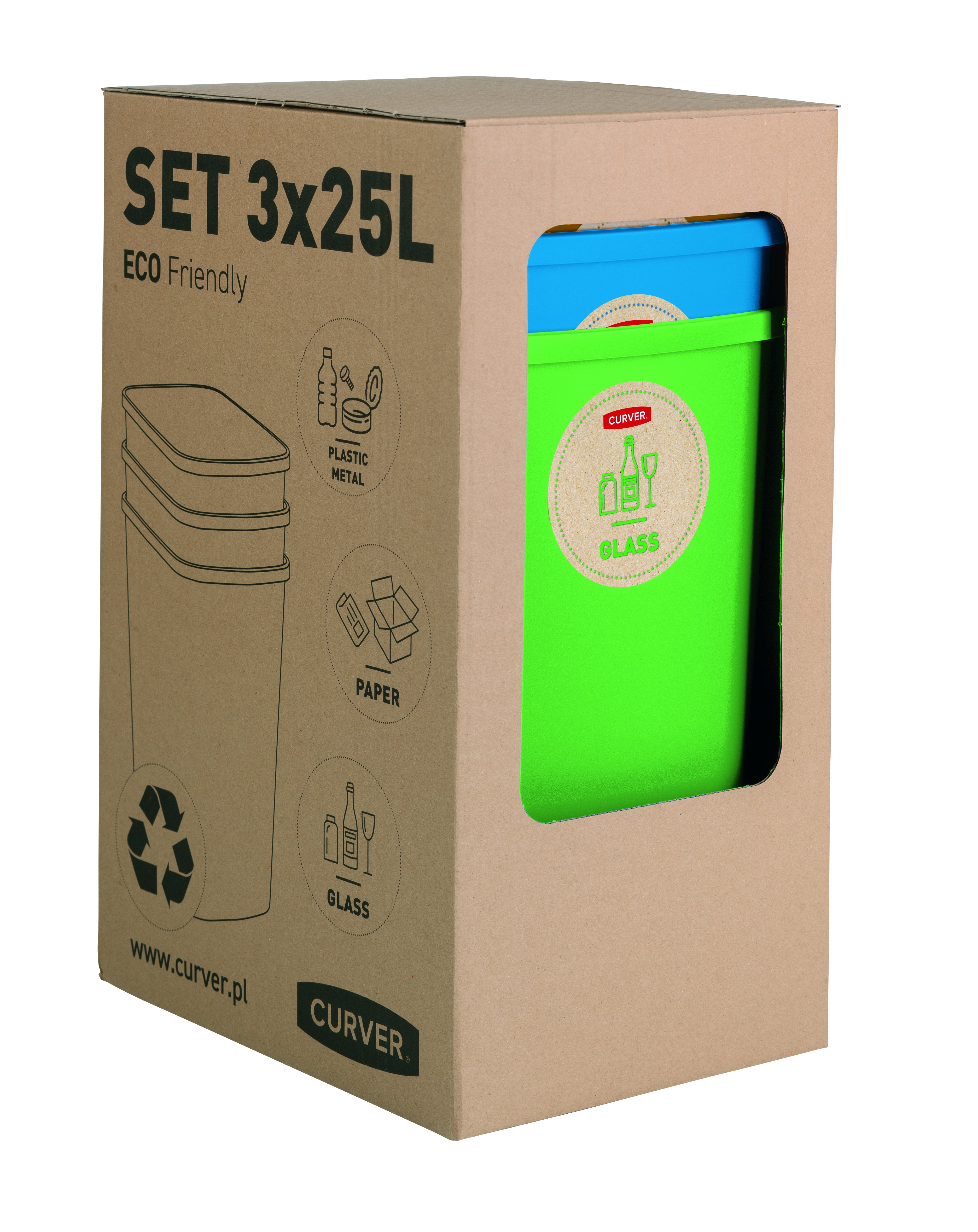 Zestaw koszy na odpady do sortowania 3x25 l 1