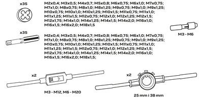 Zestaw narzynek i gwintowników 11-915 NEO, 110 szt. 6