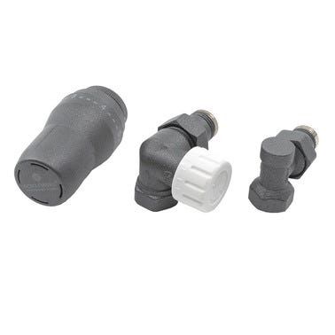 Zestaw termostatyczny osiowo-lewy z głowicą Invest Plus, grafitowy