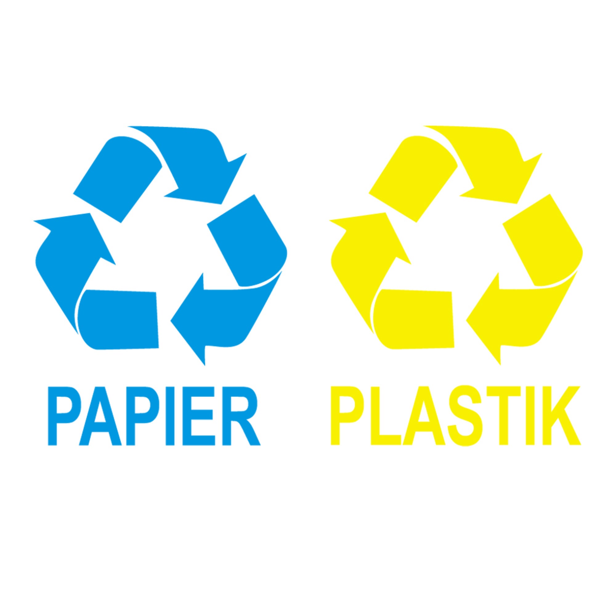 Znak informacyjny SEGREGACJA ODPADÓW PAPIER I PLASTIK 150x150 mm