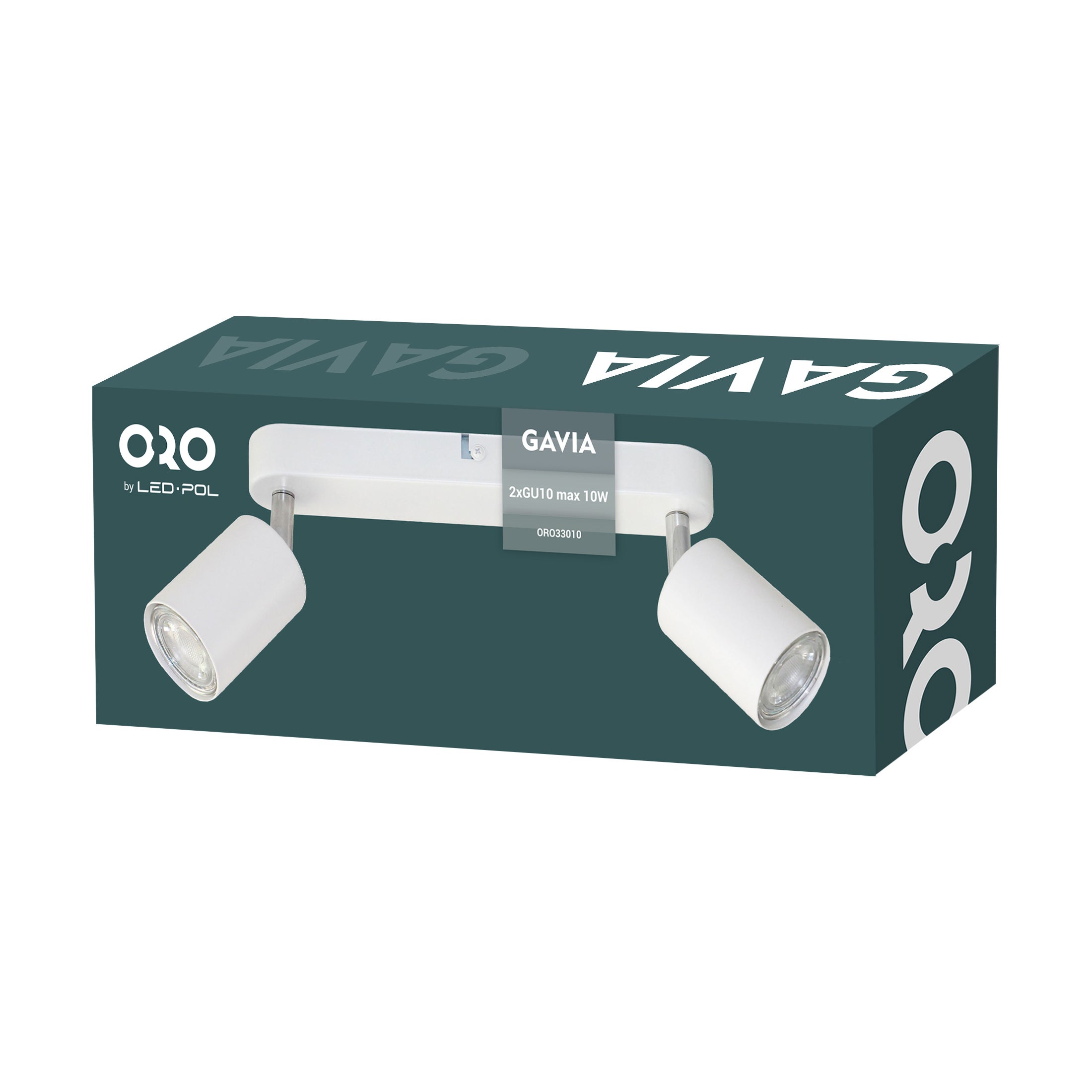 Lampa ścienno-sufitowa GAVIA 2xGU10 kolor biały, listwa, obrotowa 1