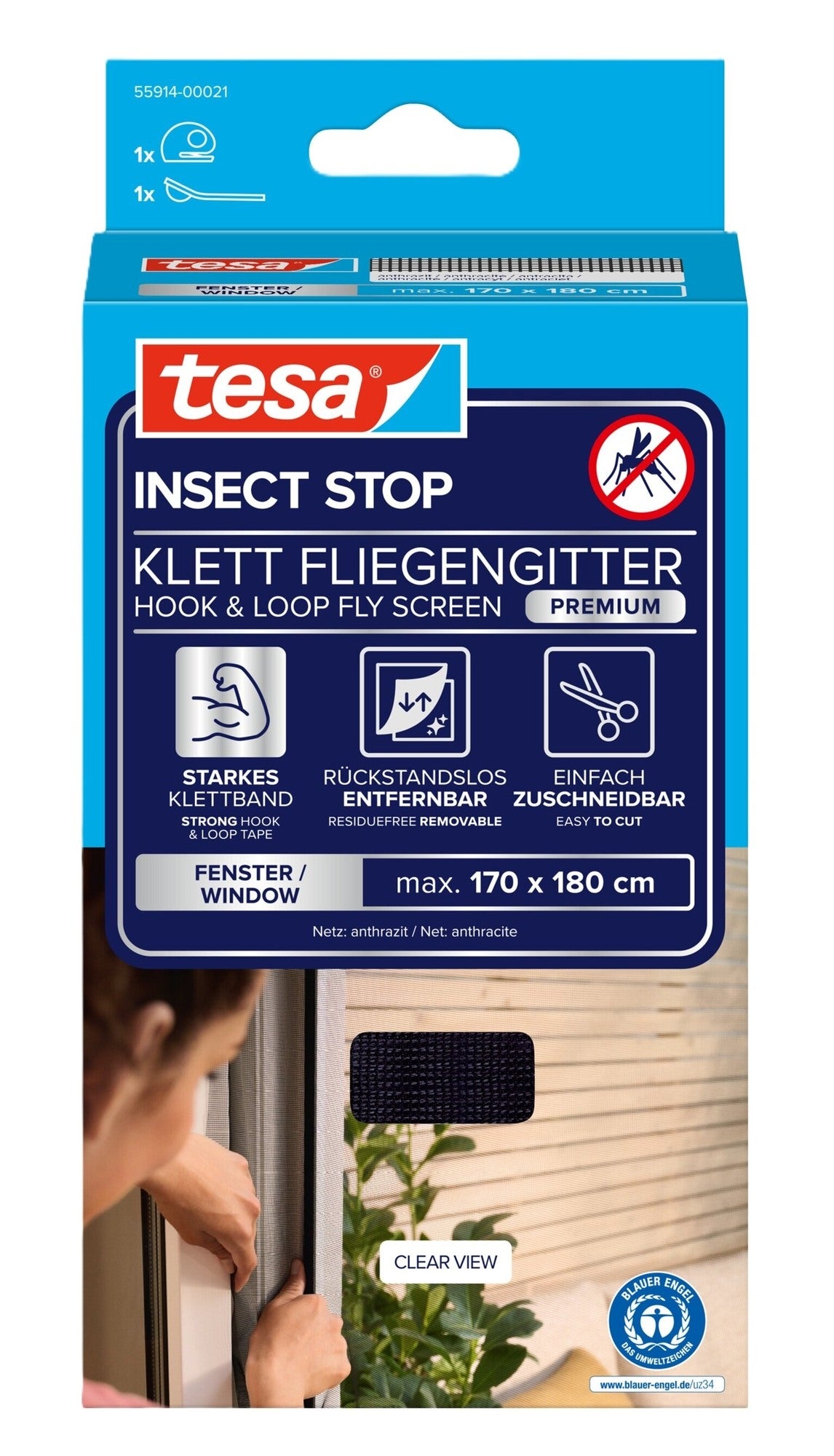 Moskitiera Tesa Premium 1.7x1.8M Antracyt