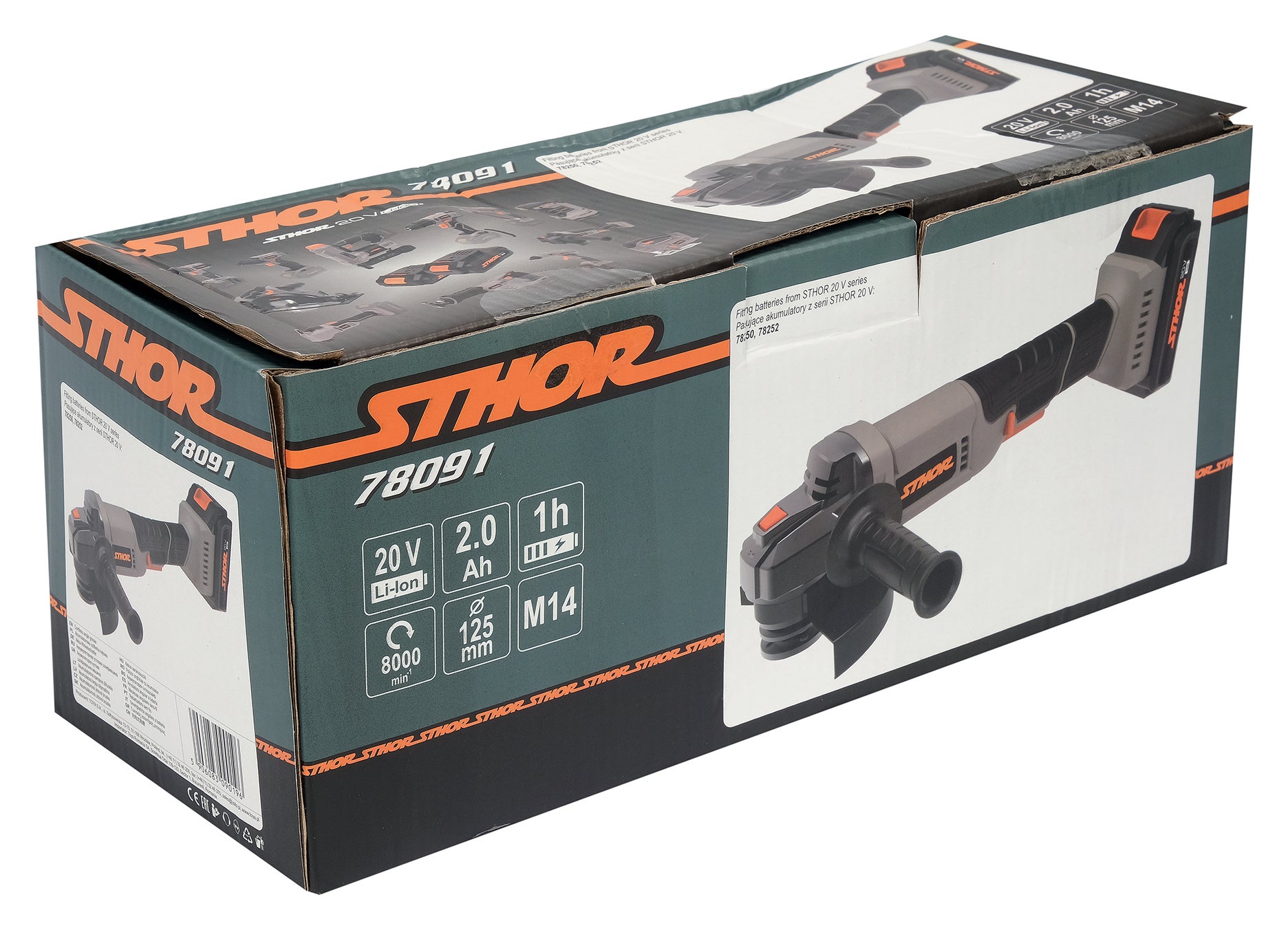 Szlifierka kątowa 125 mm 20V 78091 Sthor / 1 x 2,0Ah 3