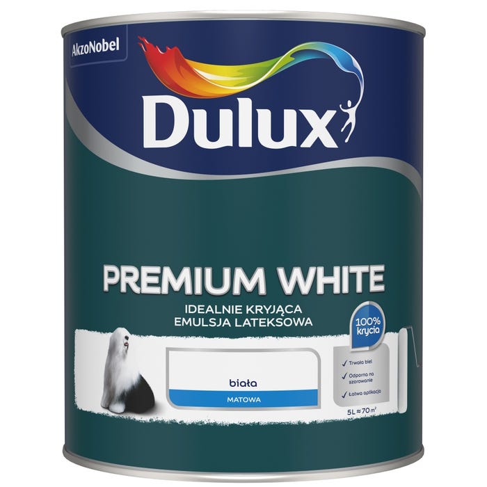 Farba Dulux Premium White biała 1l