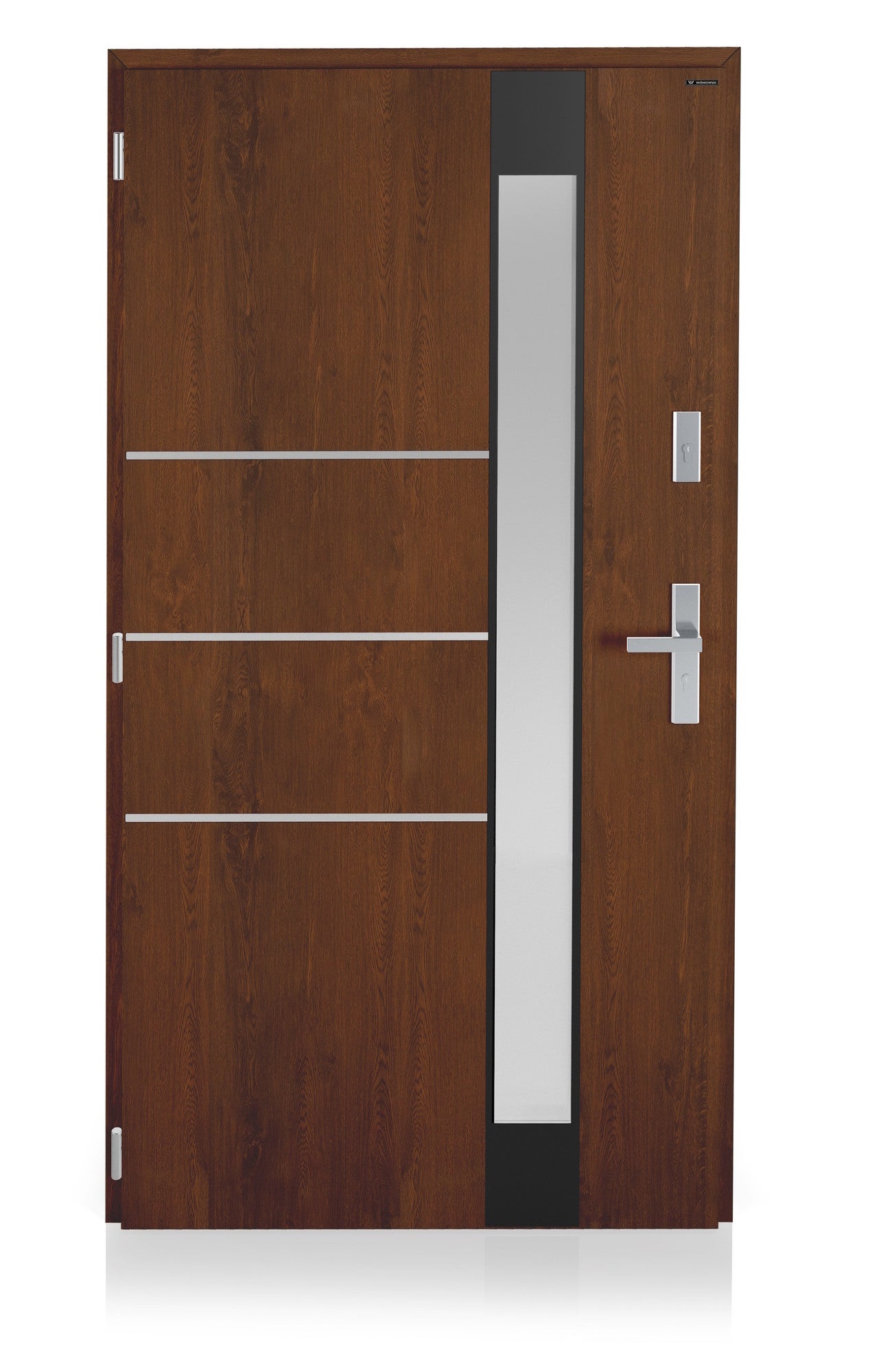 Drzwi zewnętrzne Nex Vitre szyba z efektem lustro weneckie orzech 90 lewe