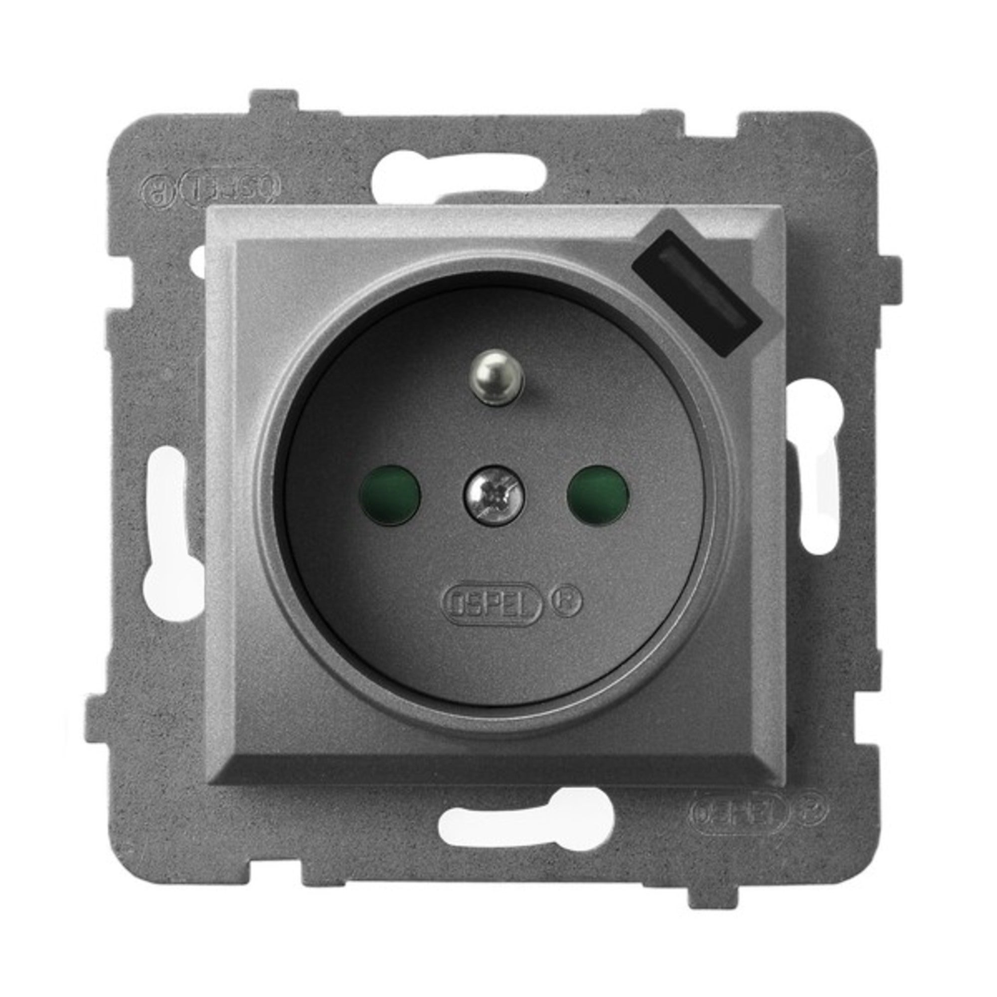 Ospel Aria szary gniazdo pojedyncze z uziemieniem + USB 0