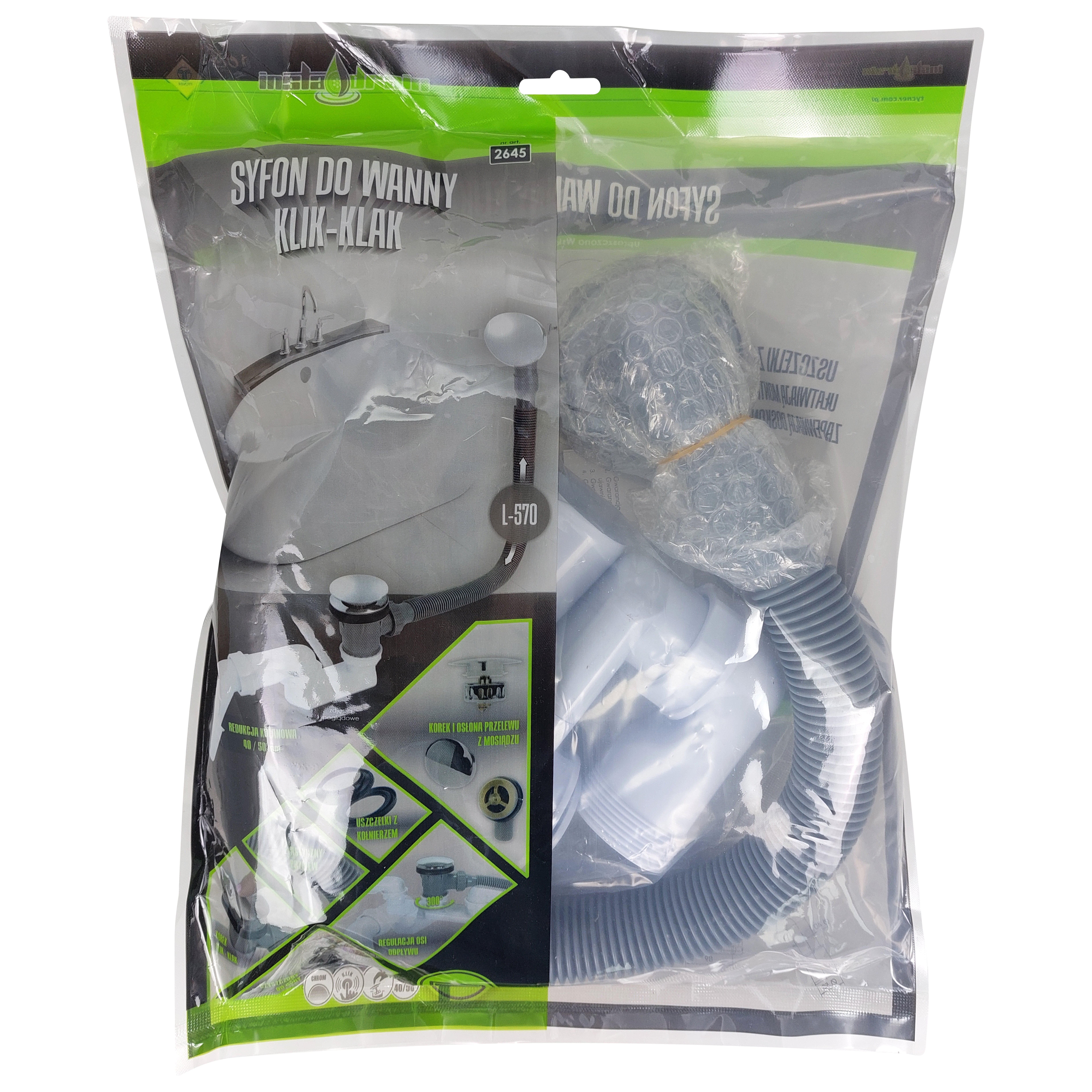 Syfon wannowy chrom Klik-Klak INSTADREIN 1